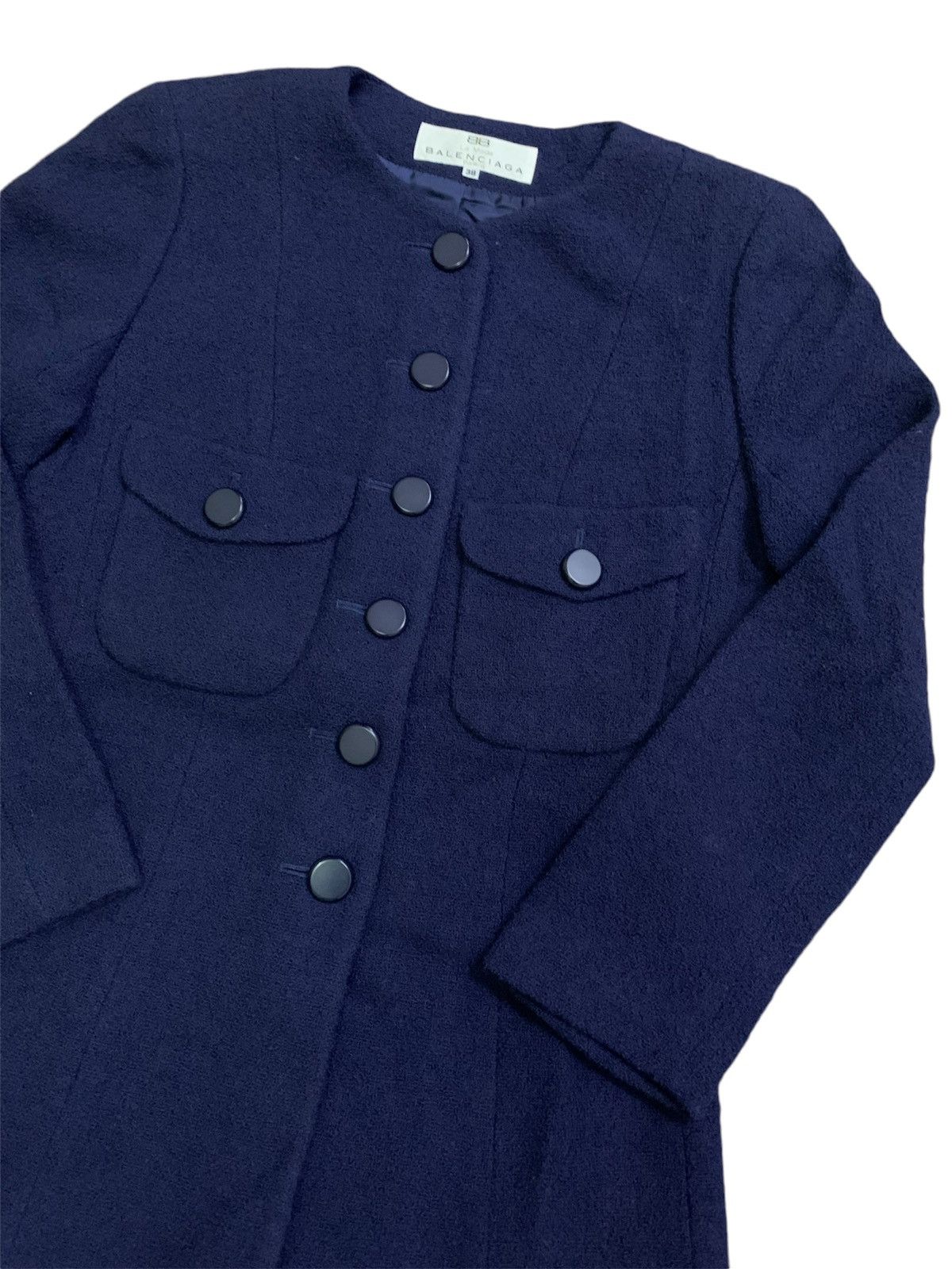 Balenciaga Vtg Balenciaga Paris Navy Jacket Button Size S / US 4 / IT 40 - 2 Thumbnail