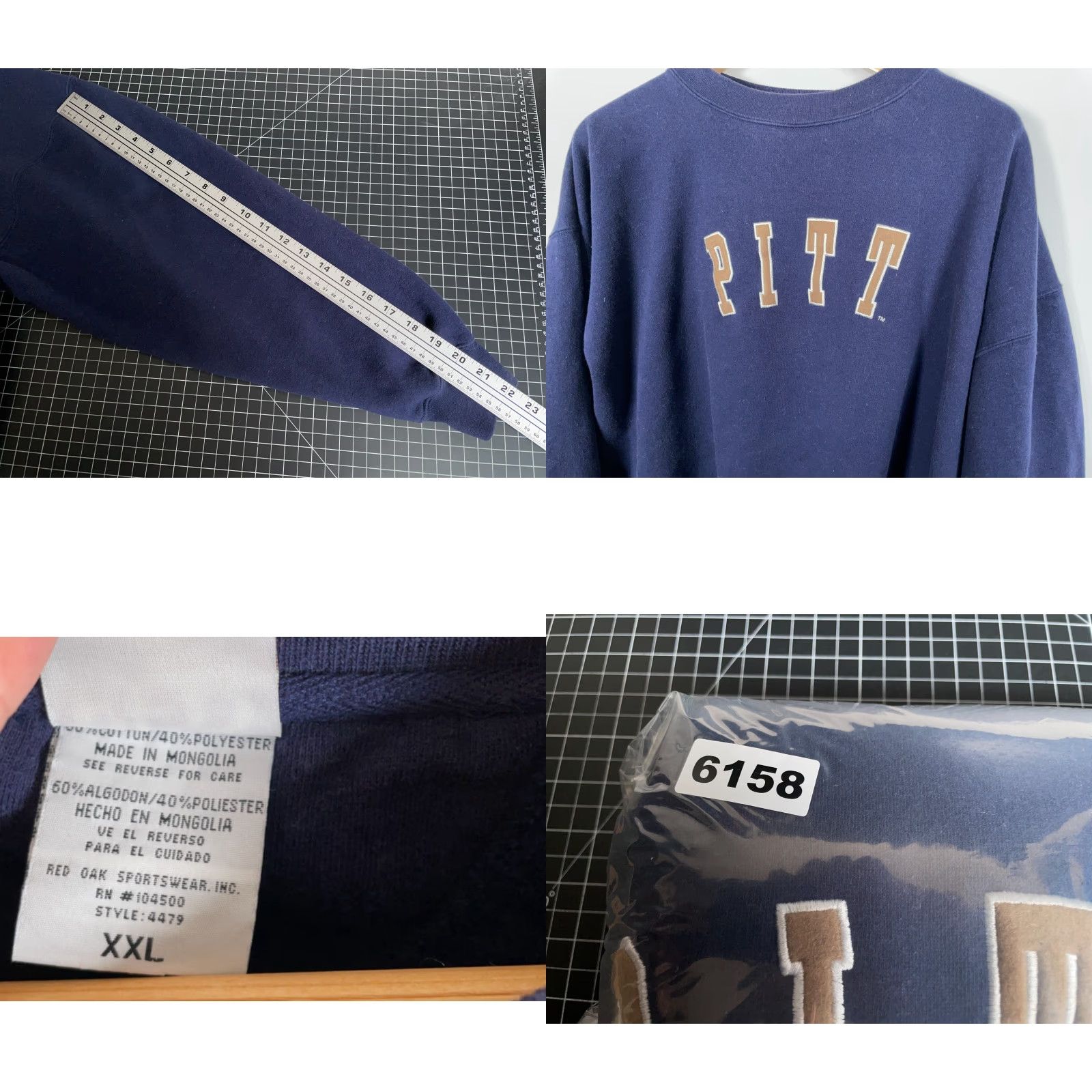 Vintage VINTAGE University of Pittsburgh Sweatshirt Crewneck 2XL Blue Embroidered Mens Pullover, College, 90s, Red Oak Size US XXL / EU 58 / 5 - 8 Thumbnail