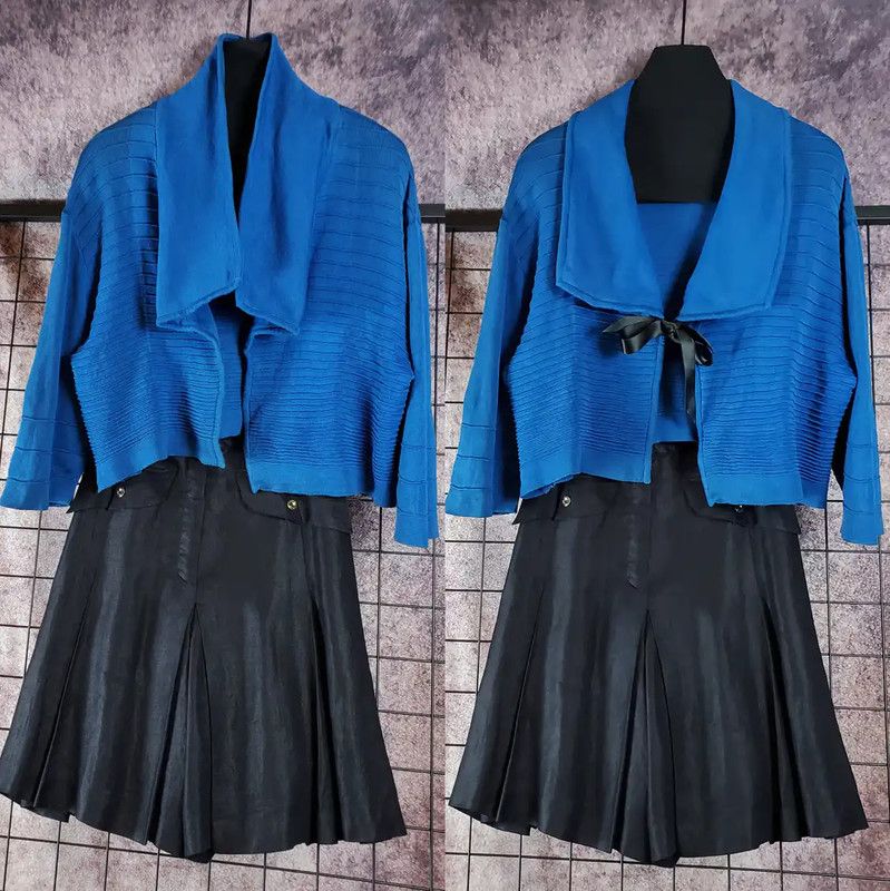Dior Blue Cotton Striped Cropped Cardigan 0089