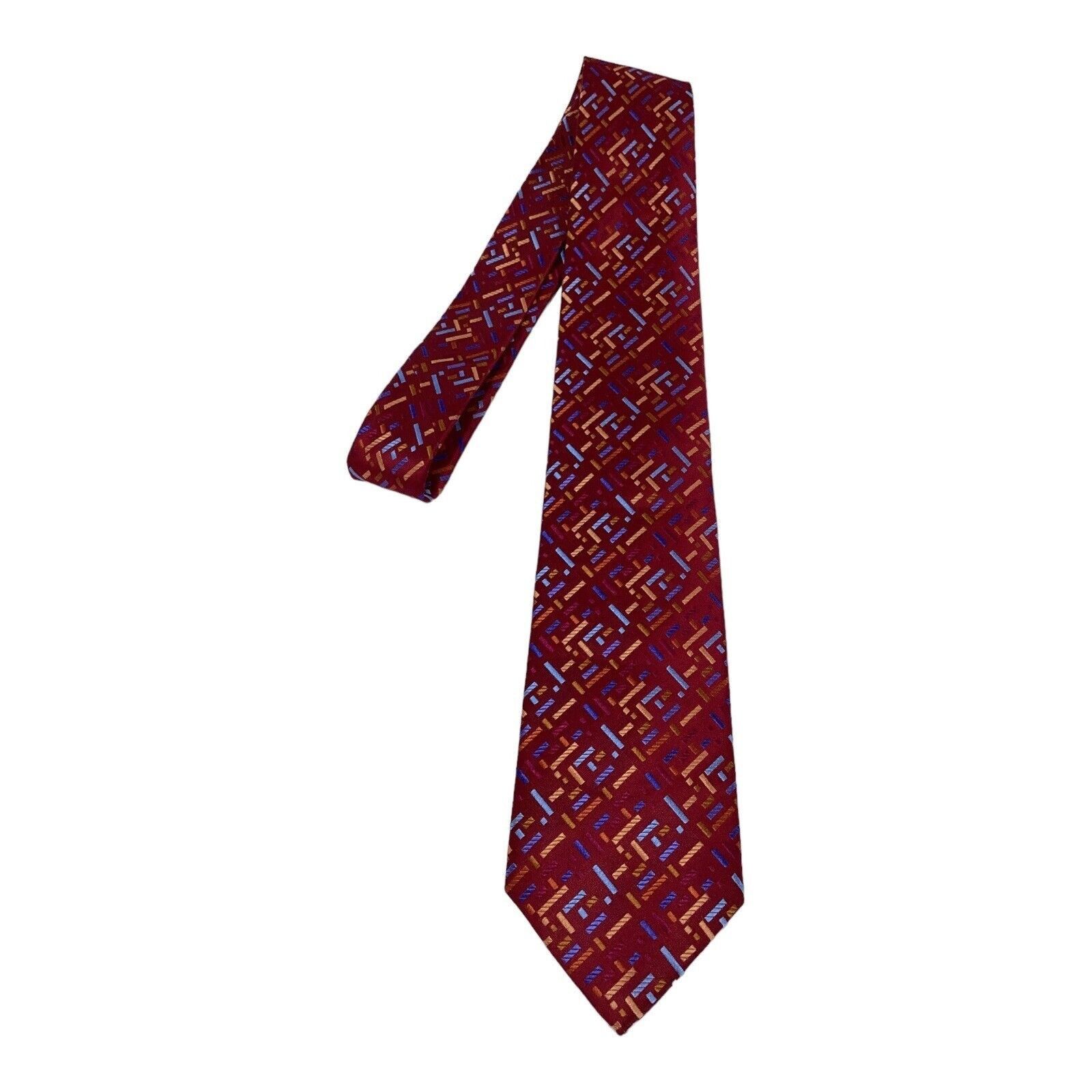 BUGATCHI BUGATCHI Red Geometric Luxury Silk Mens Tie Made In Italy W Size ONE SIZE - 7 Thumbnail