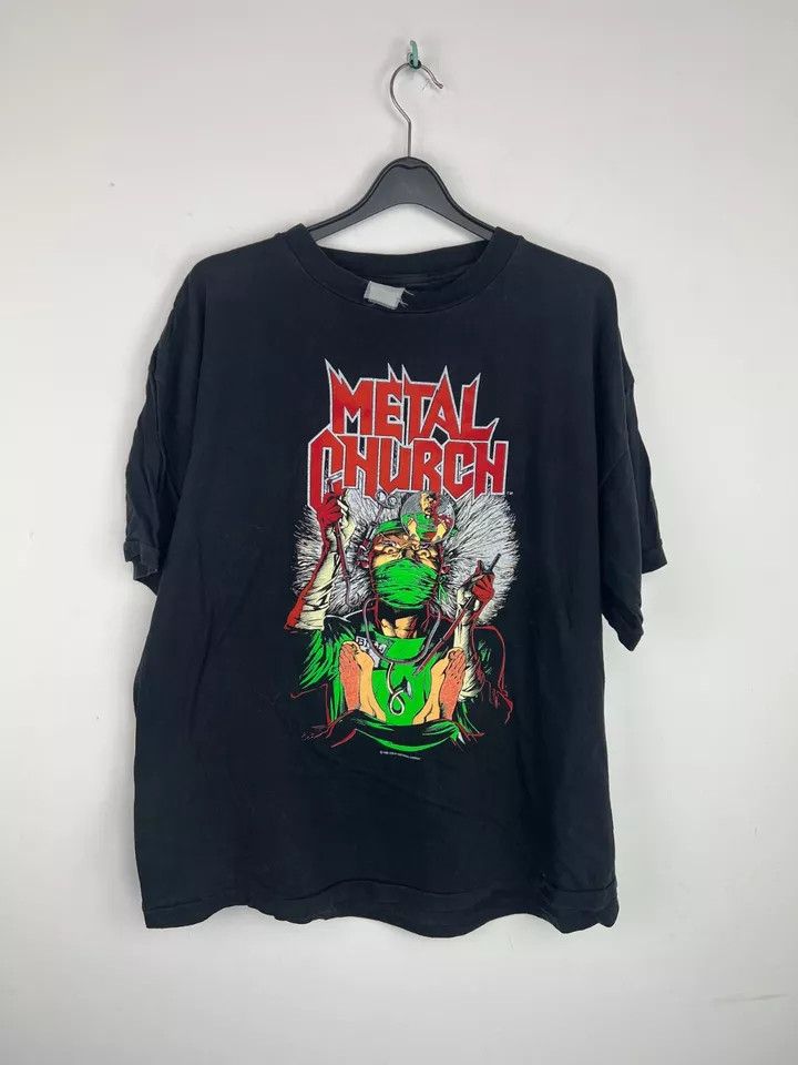 Vintage 80s shops METAL CHURCH Fake Healer 1989 Heavy Metal Concert T Shirt metallica