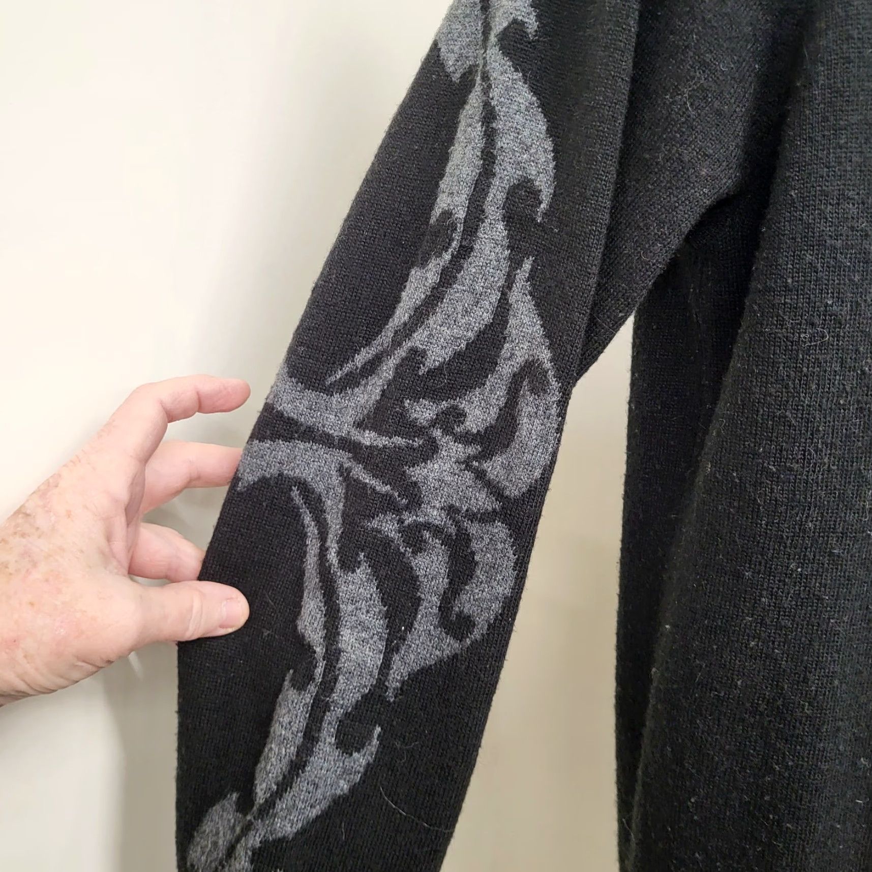 Ed Hardy Ed Hardy x Christian Audigier Men L Hoodie ZipUp Full Zip Graphic Print Skull Logo Black Knit 50% Cotton Blend Lambswool Alpaca Size US L / EU 52-54 / 3 - 5 Thumbnail