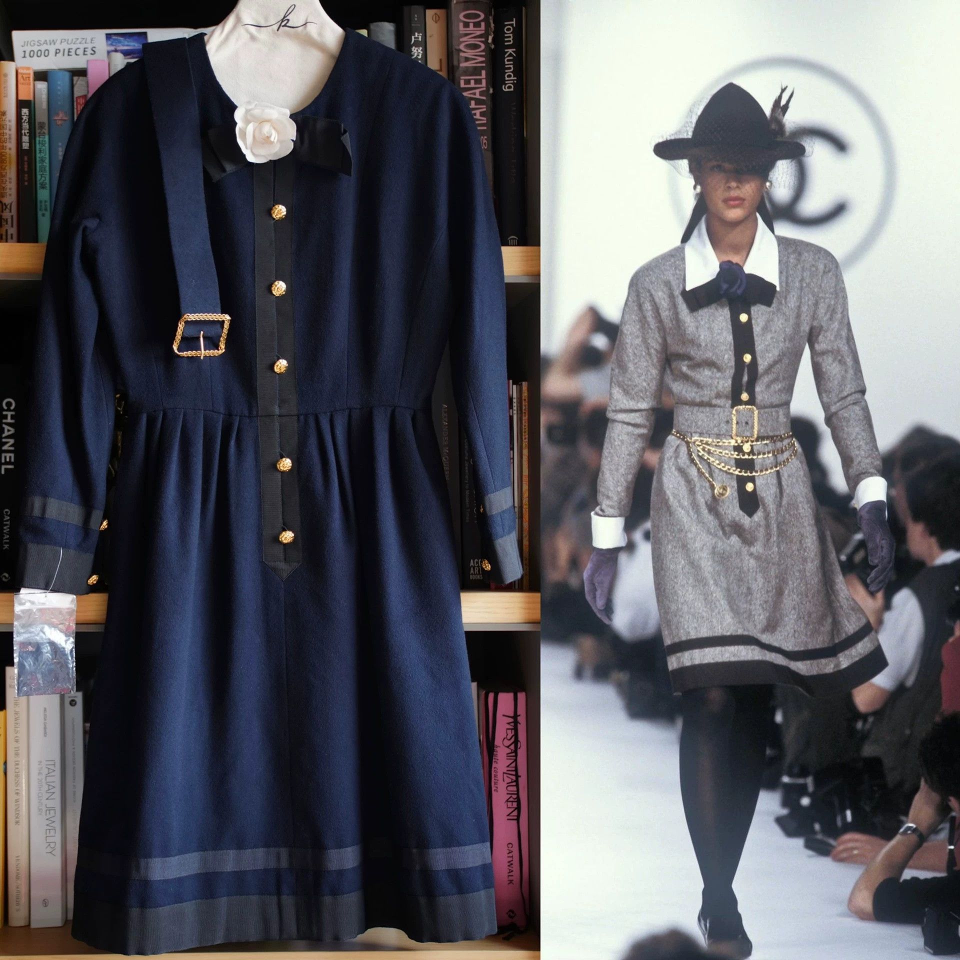 Chanel CHANEL 1988 Vintage White Wool Camellia Belted Dress Set Size M / US 6-8 / IT 42-44 - 2 Thumbnail