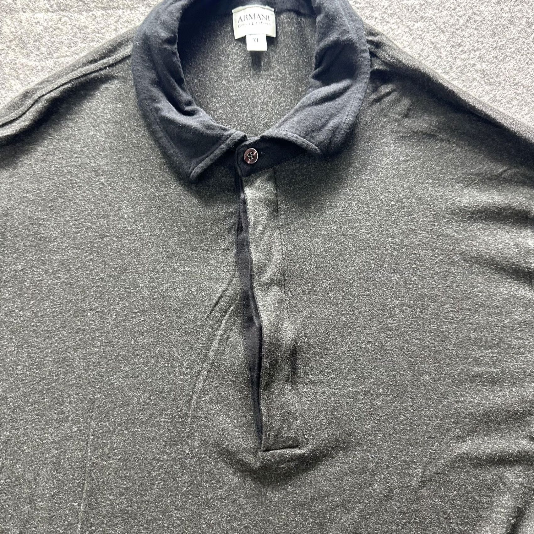 Armani Armani Collezioni Polo Shirt Mens XL Gray Solid Jersey Short Sleeve Casual Size US XL / EU 56 / 4 - 2 Thumbnail