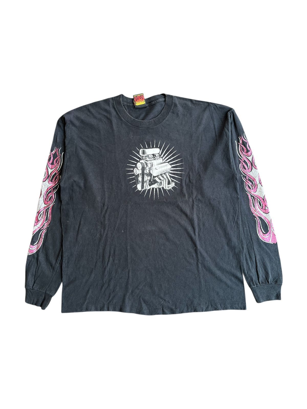 Vintage 90s Archaic Smile Bad Ass Engine Flame Spellout Longsleeve Size US XL / EU 56 / 4 - 1 Thumbnail