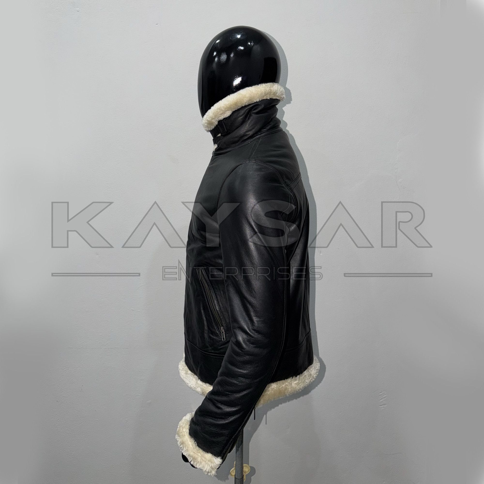 Other Black Shearling Aviator Leather Jacket B3 Pilot Style. Size US L / EU 52-54 / 3 - 5 Thumbnail