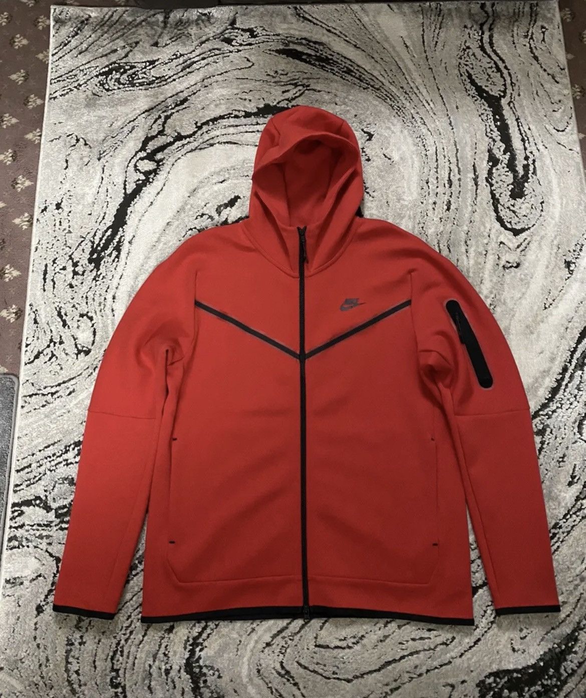 Nike Red Nike tech fleece hoodie jacket | Grailed