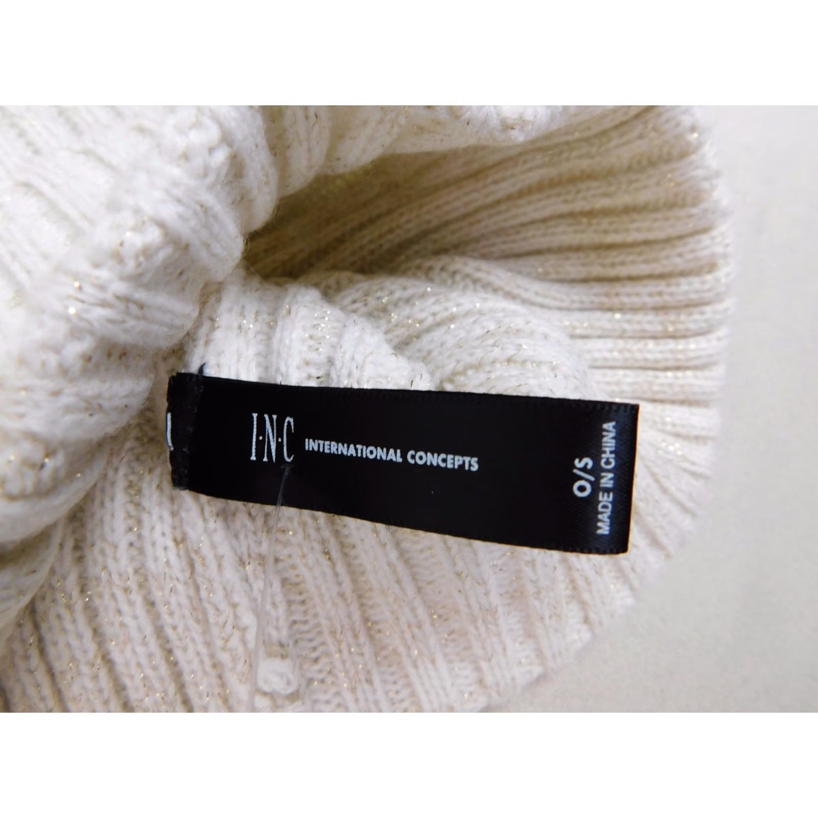 Incu INC Beanie Hat Womens Winter Knit Faux Fur Pom Pom Ivory Beige 6080 Size ONE SIZE - 5 Thumbnail