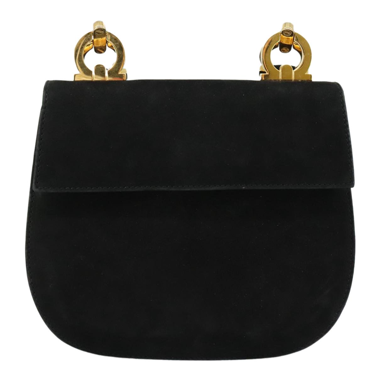 Salvatore Ferragamo Gancini Black Suede Shoulder Bag (Pre-Owned) Size ONE SIZE - 1 Thumbnail