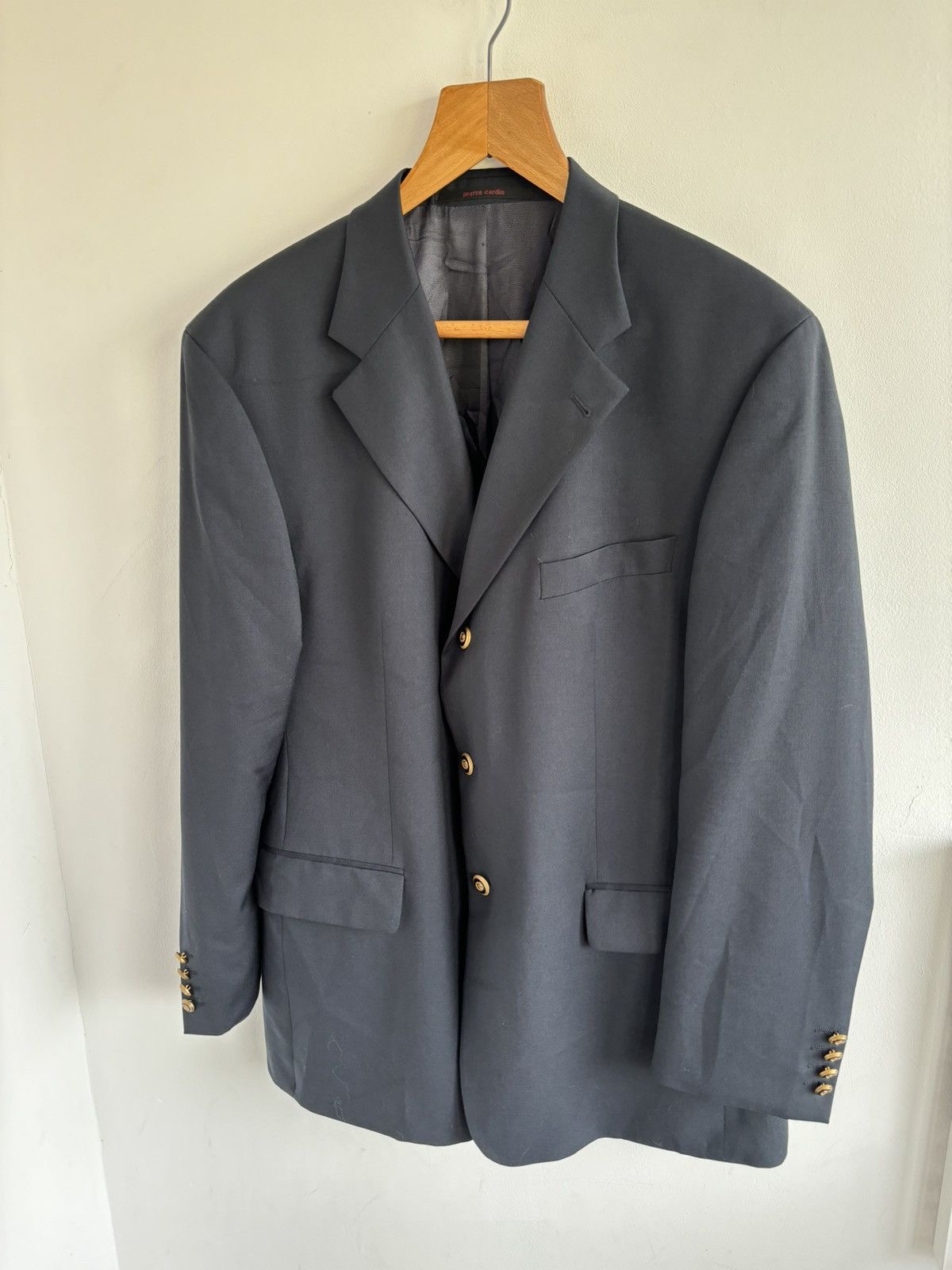 Pierre Cardin Vintage Pierre Cardin Navy Wool Metal Button Blazer Size 54R - 2 Thumbnail
