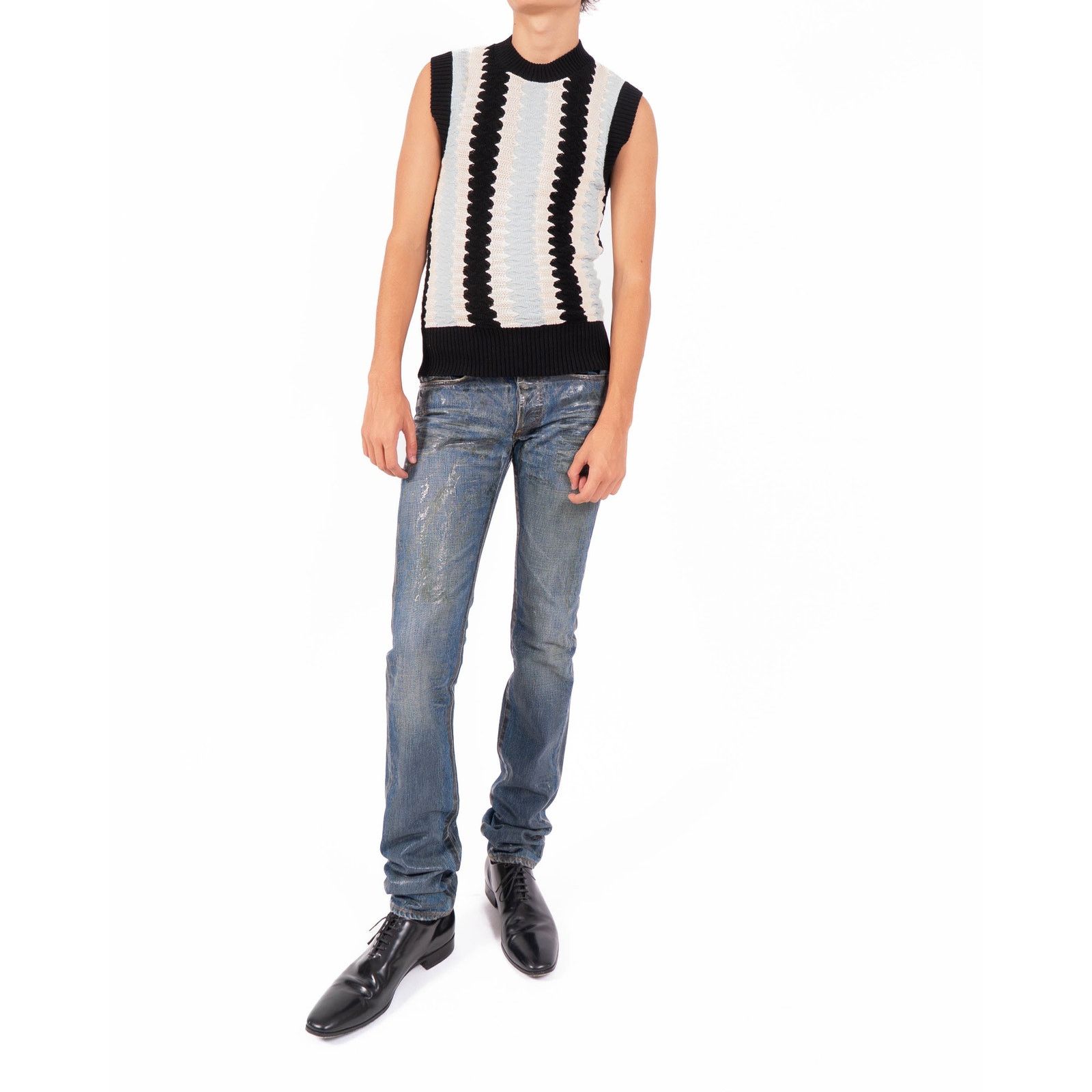 Calvin Klein 205W39NYC SS19 Sleeveless Vest in Multicolor Wool Knit Size US XS / EU 42 / 0 - 1 Thumbnail