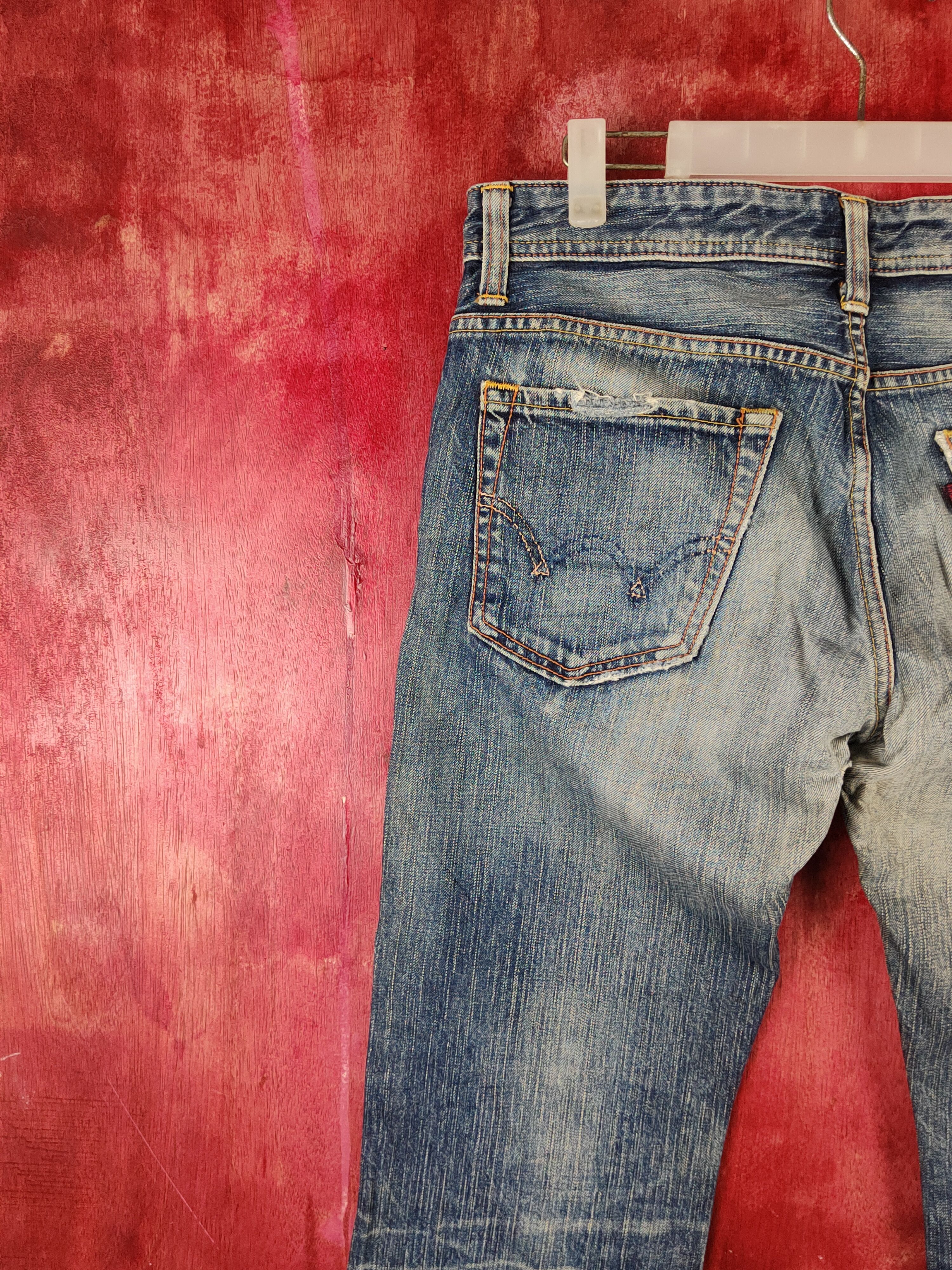 Edwin Edwin Dark Blue Faded Distressed Ripped Jeans #S2241 Size US 30 / EU 46 - 8 Thumbnail