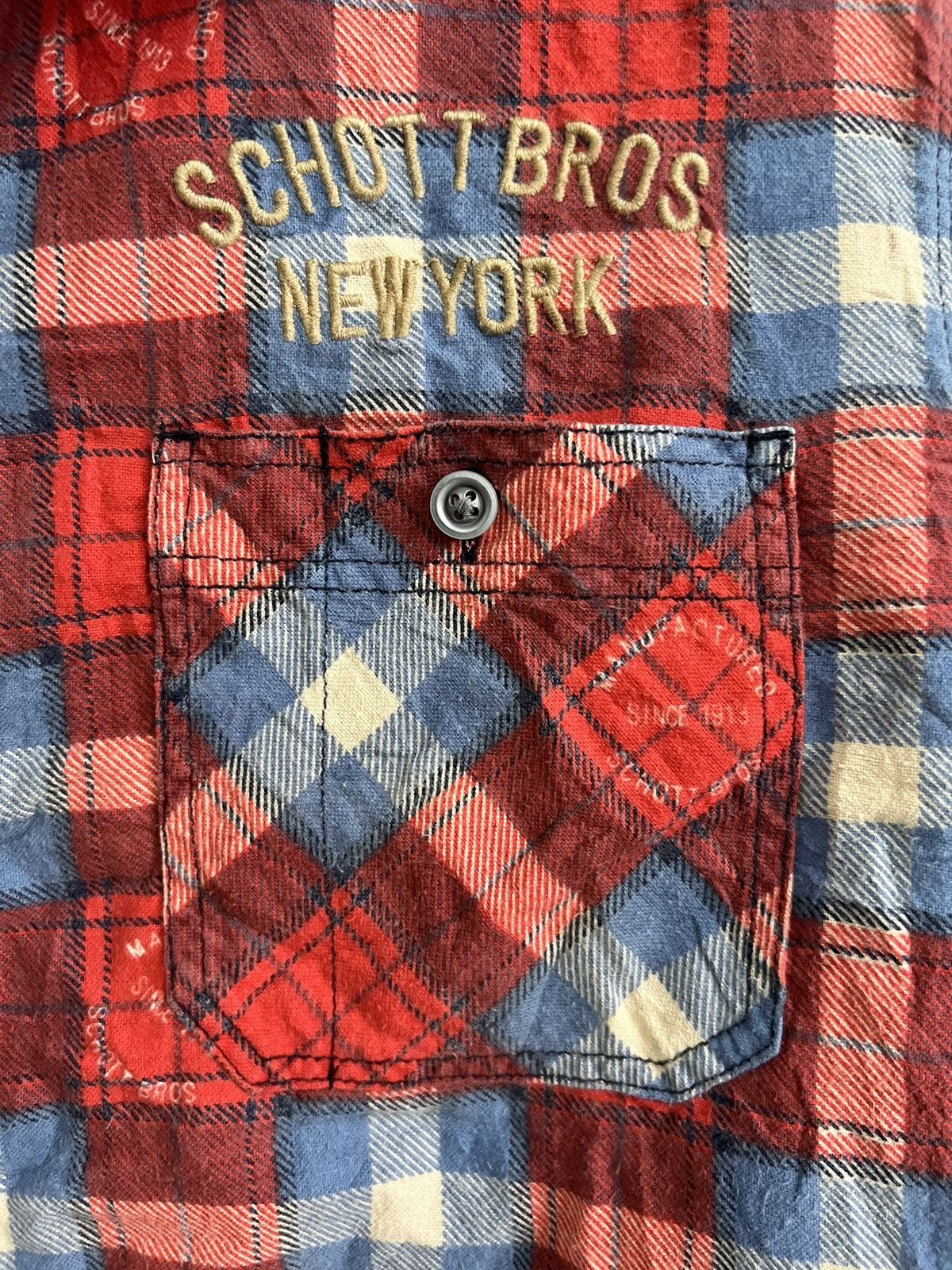Schott OG Schott Bros NY "Leather Clothing" Durable Worker Flannel Size US L / EU 52-54 / 3 - 10 Thumbnail