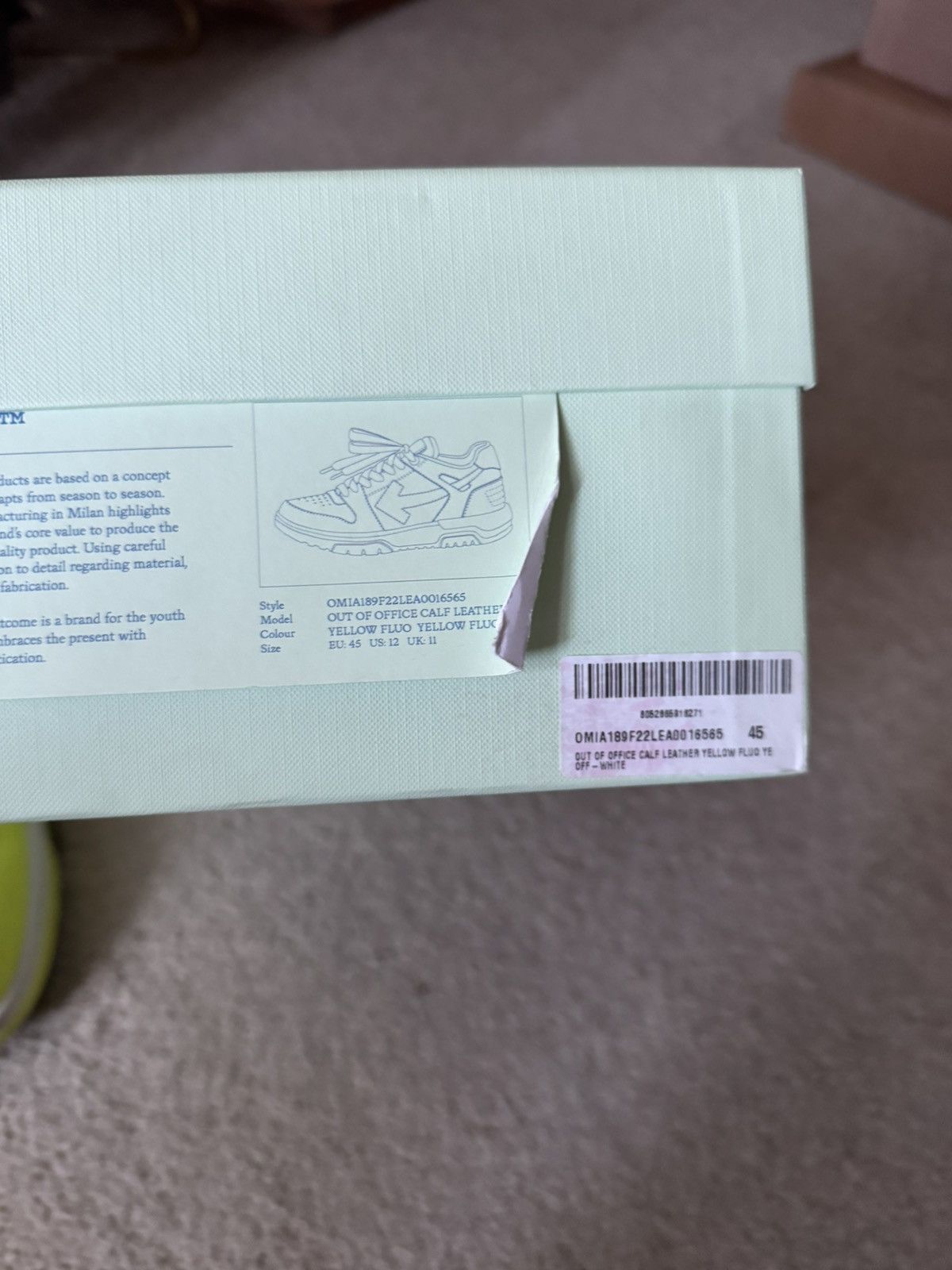 Off-White Off-White Out of Office Sneakers Fluro Yellow size 46 Size US 12 / EU 45 - 9 Thumbnail