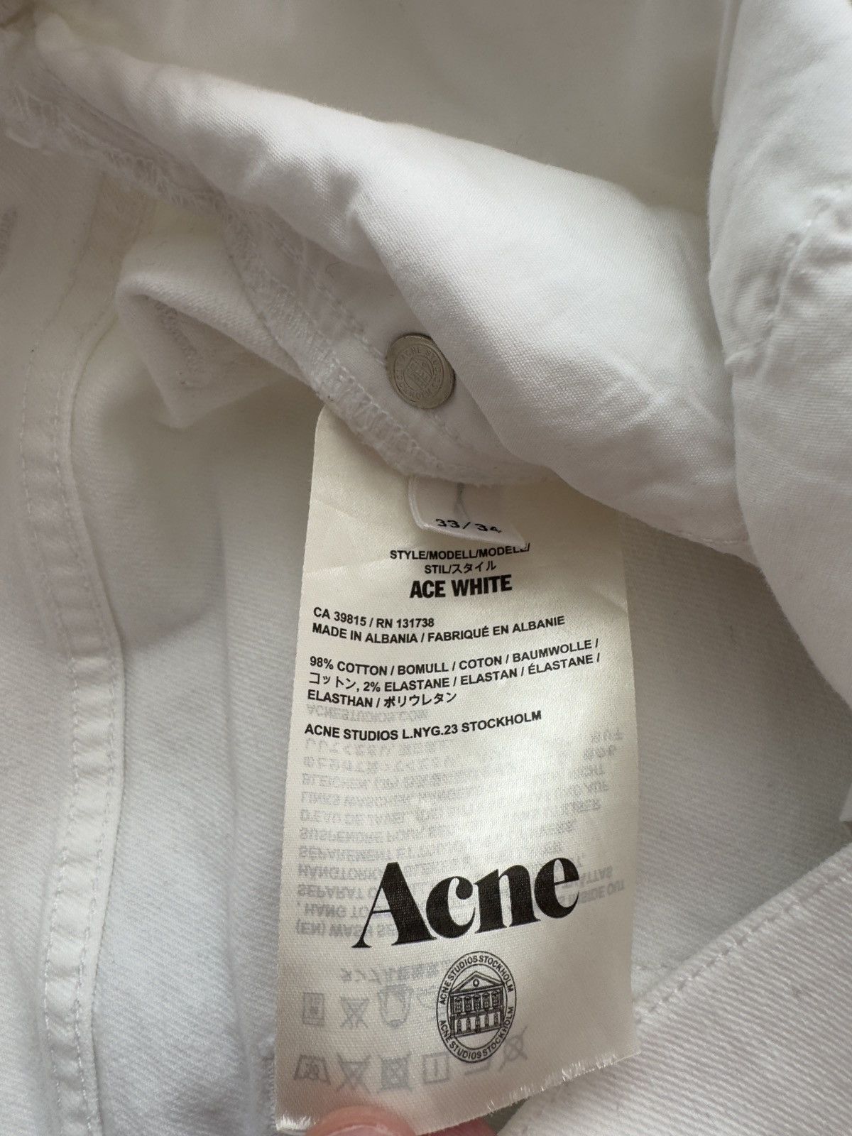 Acne Studios Acne Studios Ace White Jeans Size 33 Size US 33 - 10 Thumbnail
