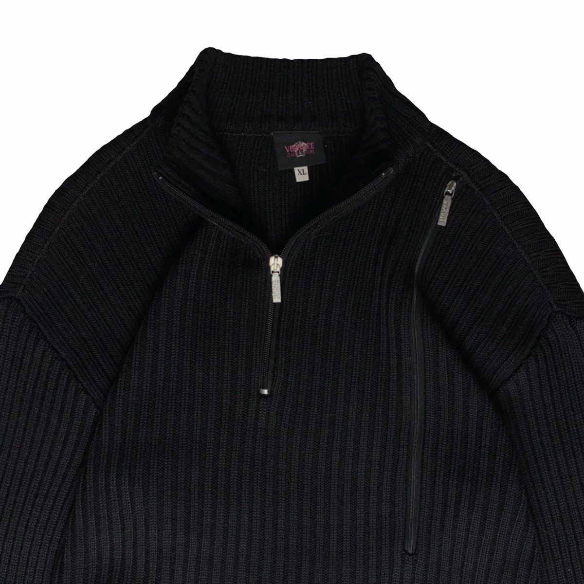 Designer × Versace Versace Quarter Multi Zip 3d knit Sweater 2000s Italy Size US XL / EU 56 / 4 - 2 Thumbnail