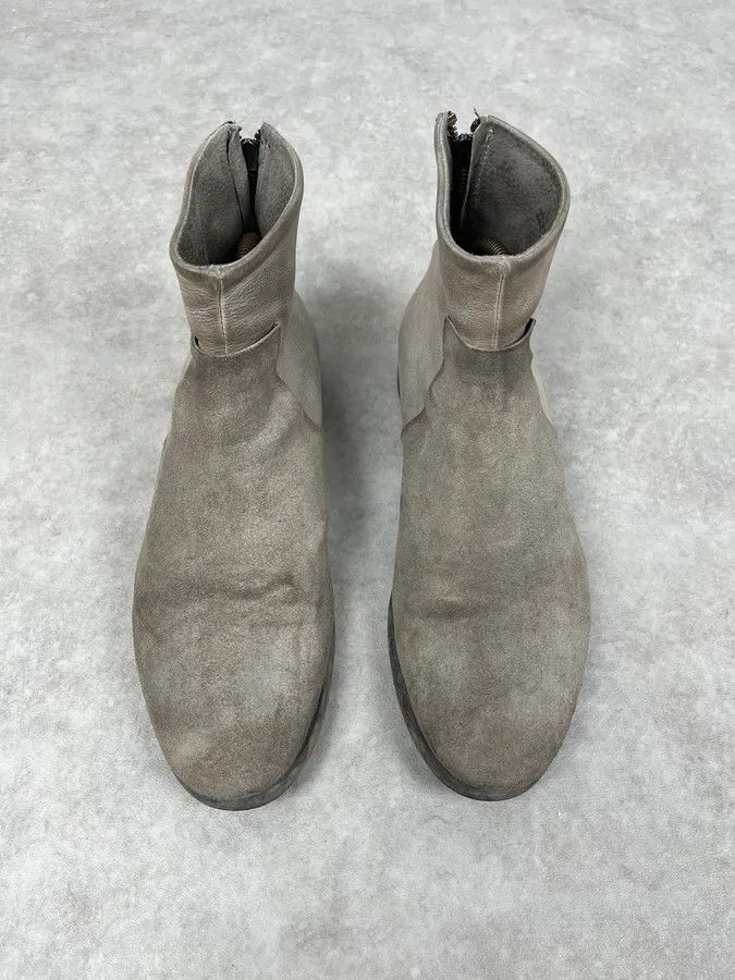 Diesel Diesel White & Grey Avant-Garde Aged Leather Boots Size US 8 / EU 41 - 2 Thumbnail