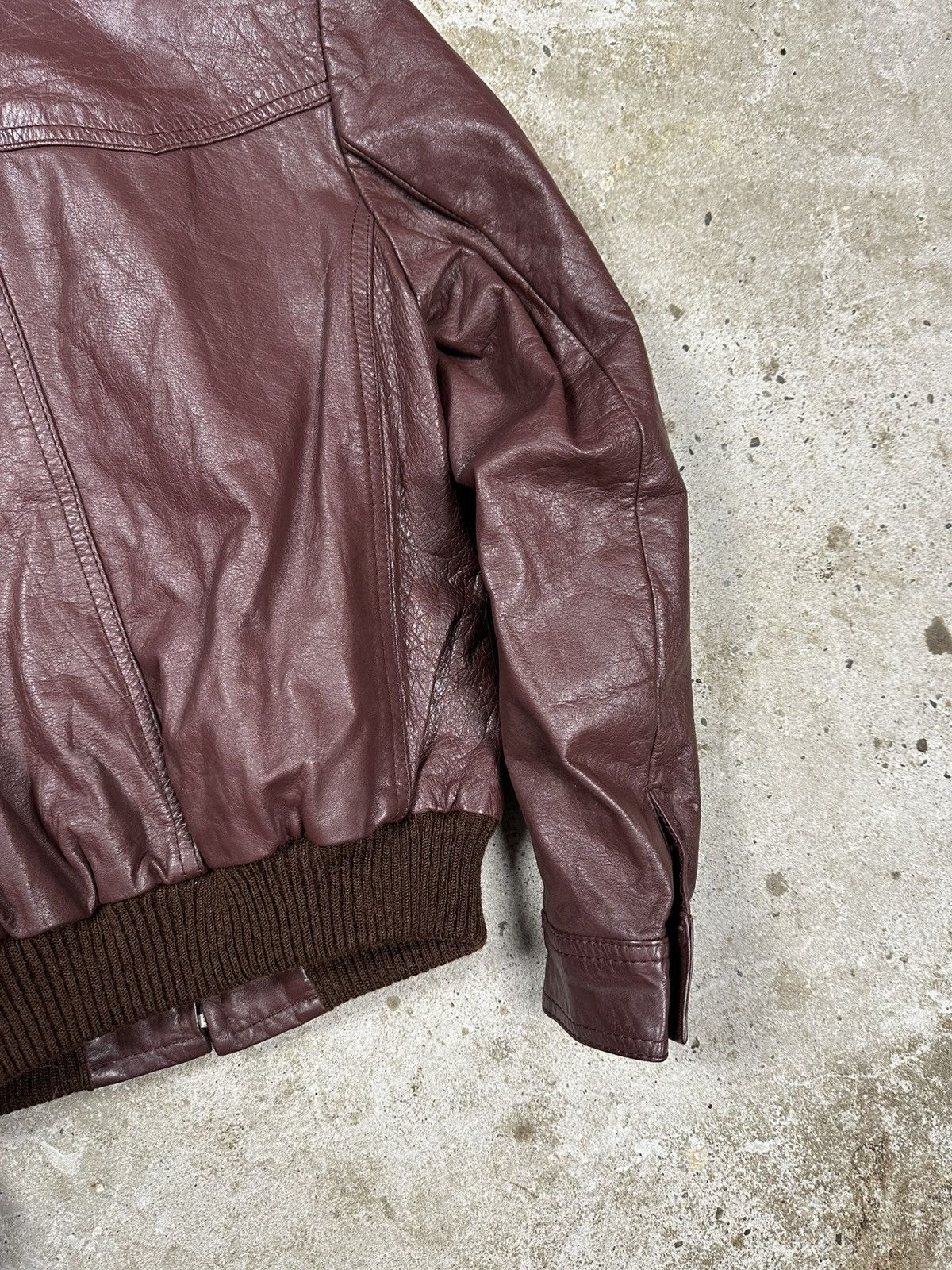 Other Vintage 90s Burgundy Genuine Leather Bomber Utility Jacket Size US XS / EU 42 / 0 - 11 Thumbnail