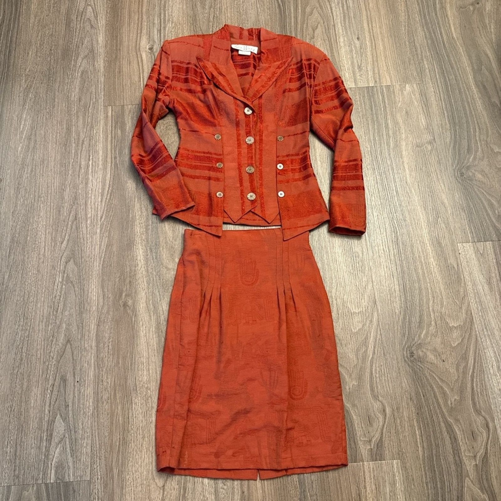 Other Vintage 1980s Sue Wong Elegant Rust Skirt Set Size XS / US 0-2 / IT 36-38 - 1 Thumbnail