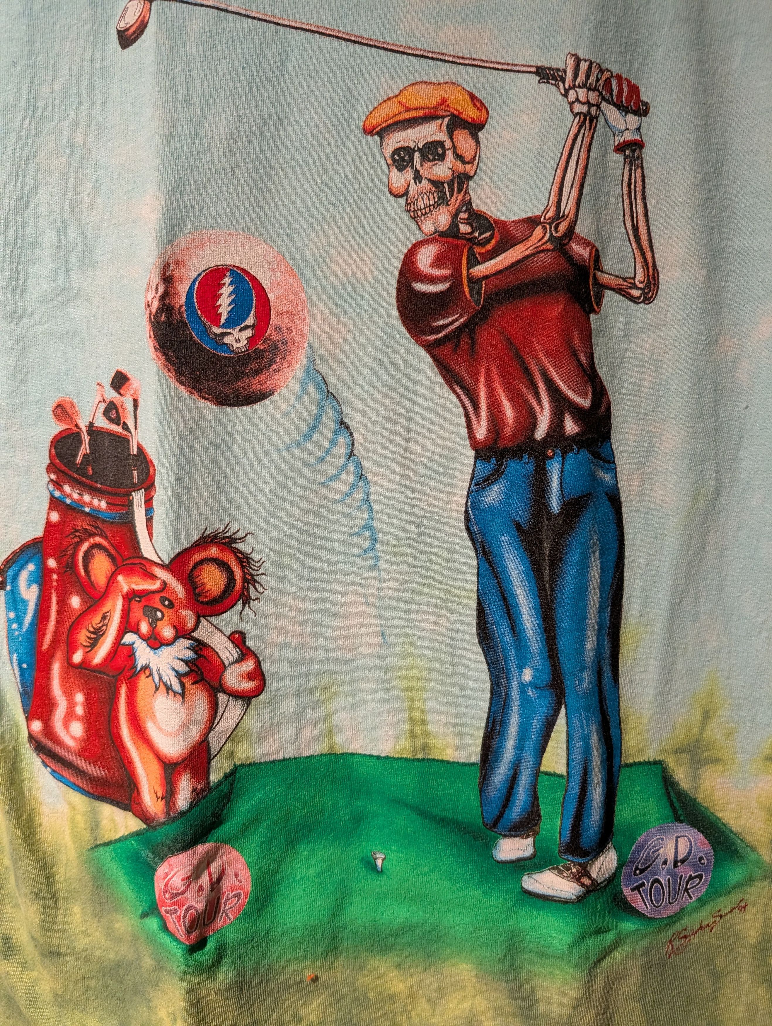 Grateful Dead Grateful Dead Dancing Bears Liquid Blue Golf Tour T-Shirt Size US M / EU 48-50 / 2 - 2 Thumbnail