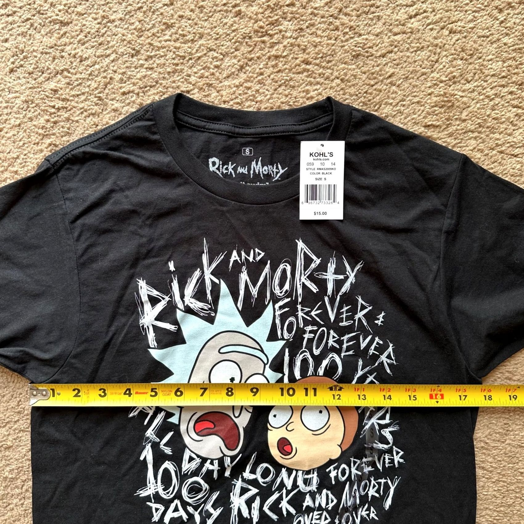 Vintage Rick & Morty Shirt Mens Small Black Short Sleeve Crewneck Tee Adult Swim Pullover NWT Size US S / EU 44-46 / 1 - 6 Thumbnail
