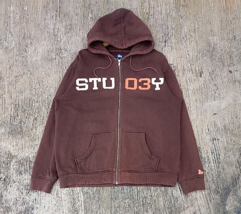 image of Very Stussy 03 Zip Hoodie in Brown, Men's (Size XL)