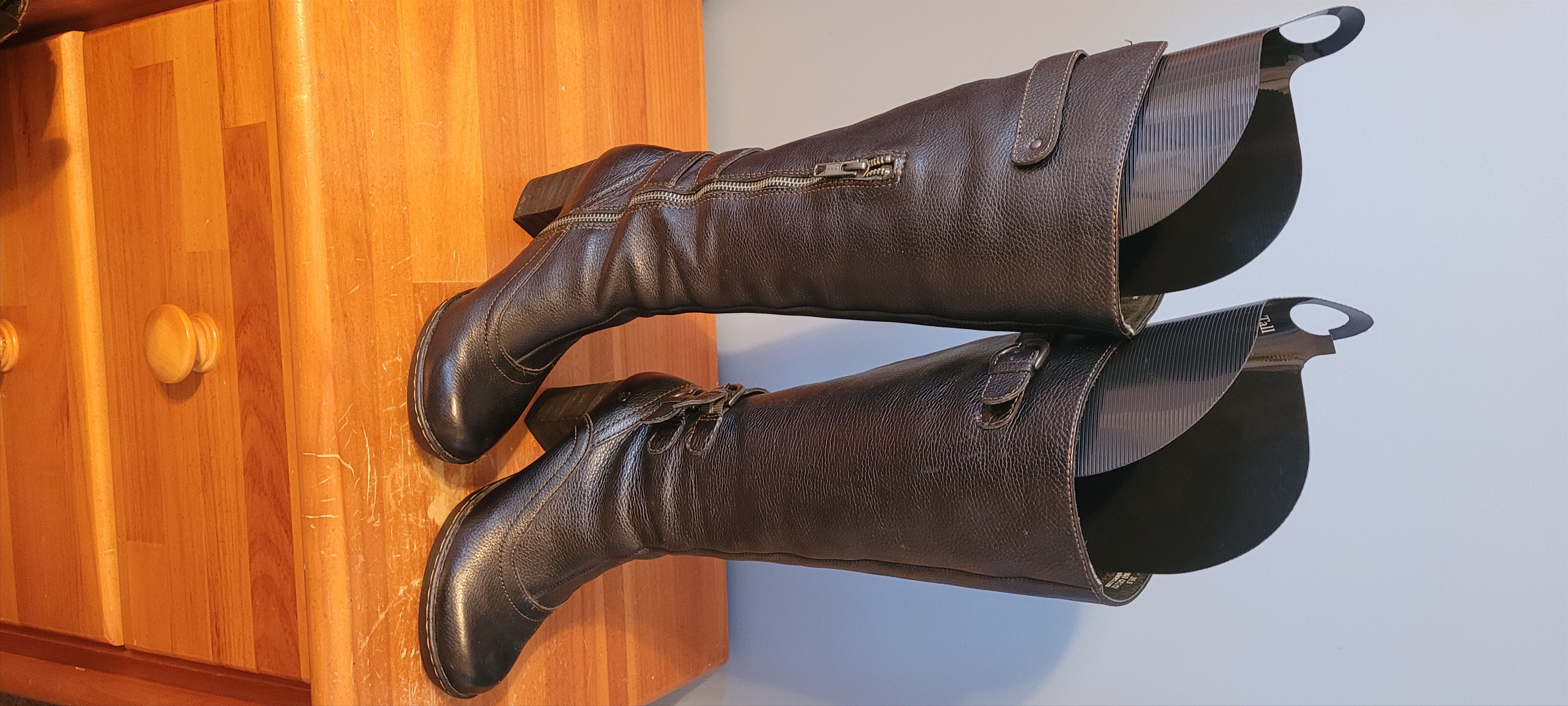 image of Born Dark Brown Tall Zippered Boots, Women's (Size 6)