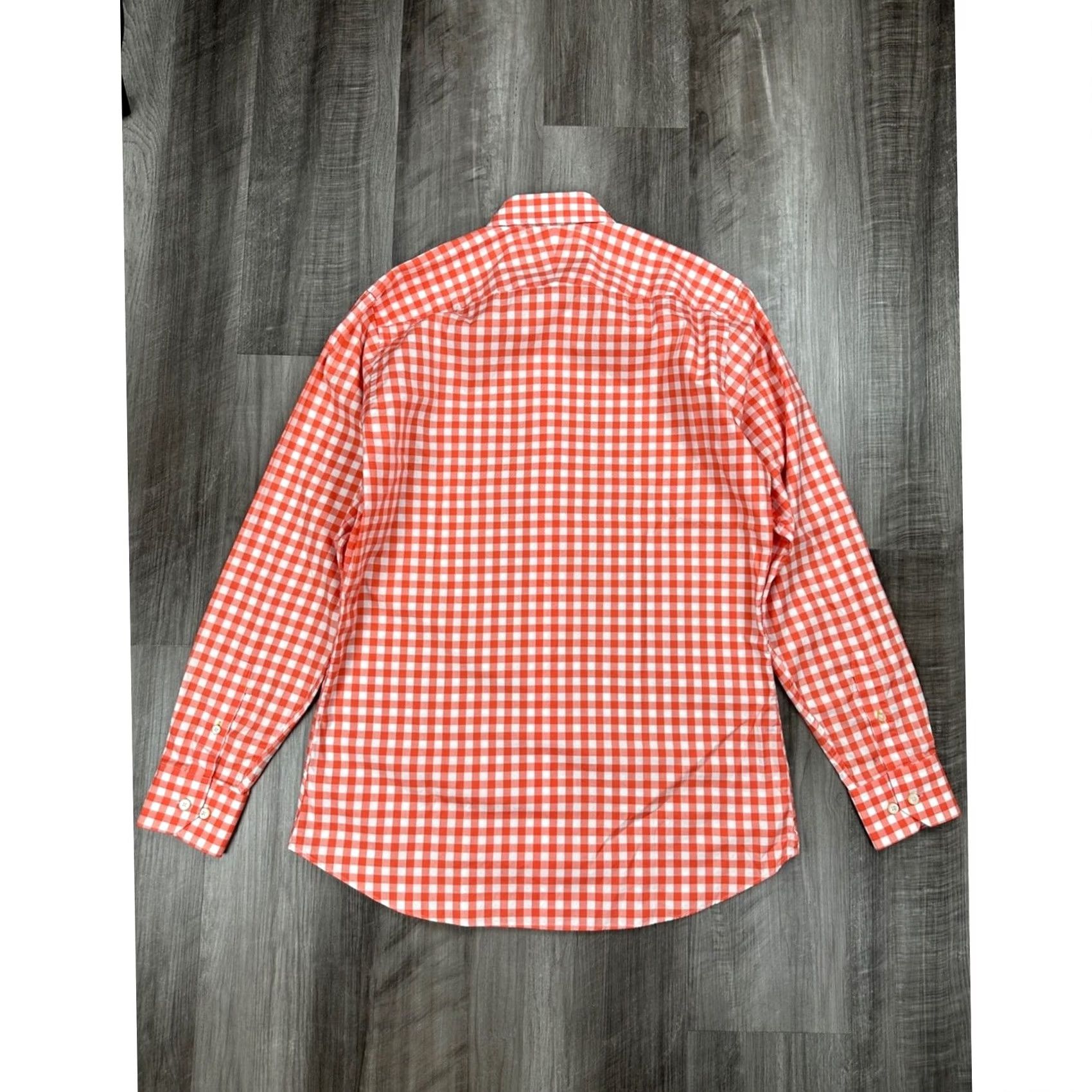 Robert Talbott Robert Talbott Tailored Coral Gingham Long Sleeve Button Down Medium Men’s Regular Brown Coral White Shirt Size US M / EU 48-50 / 2 - 3 Thumbnail