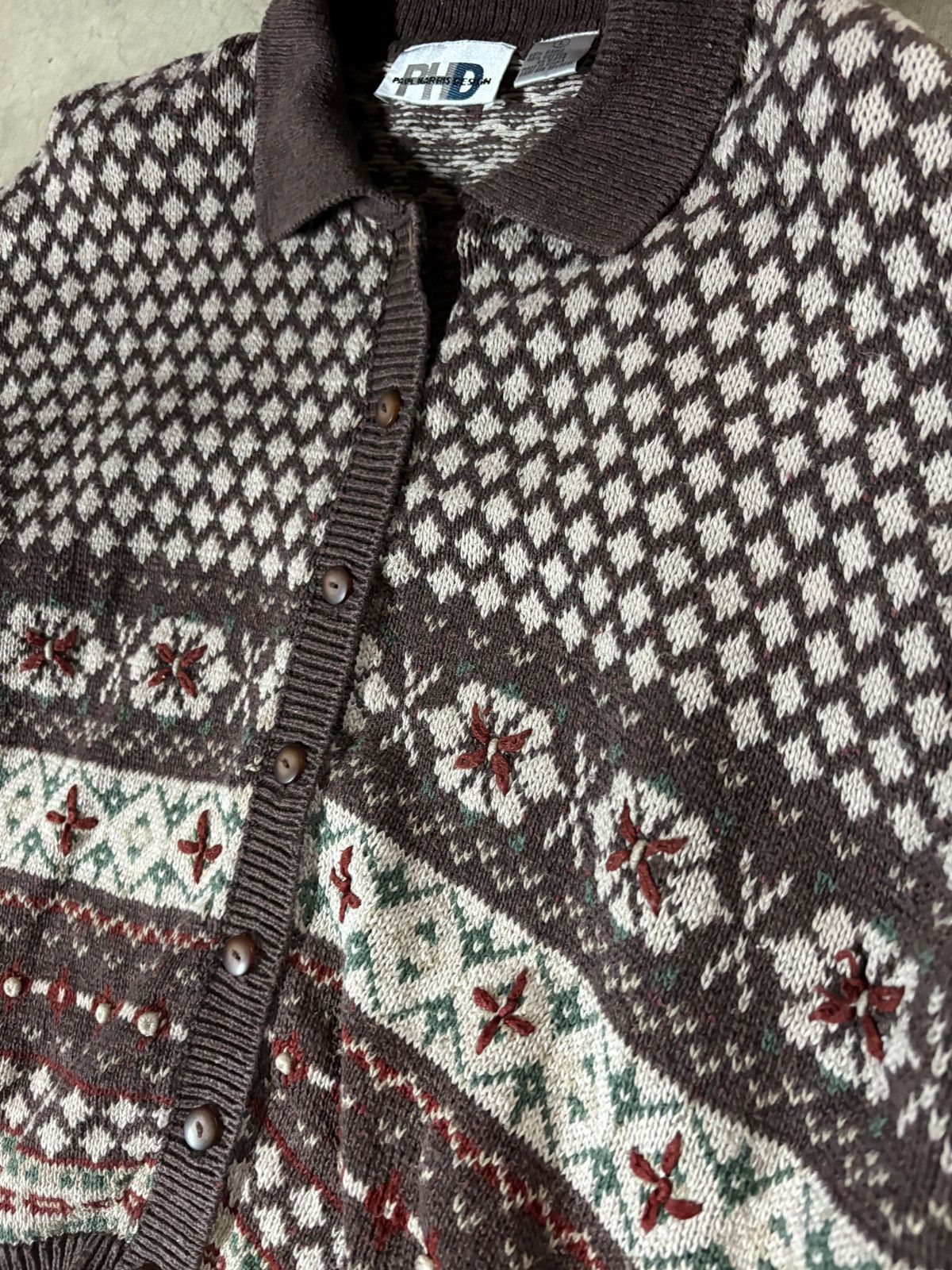 Other Vintage 90s Paul Harris Design Winter Cardigan Knit Sweater Size L / US 10 / IT 46 - 2 Thumbnail