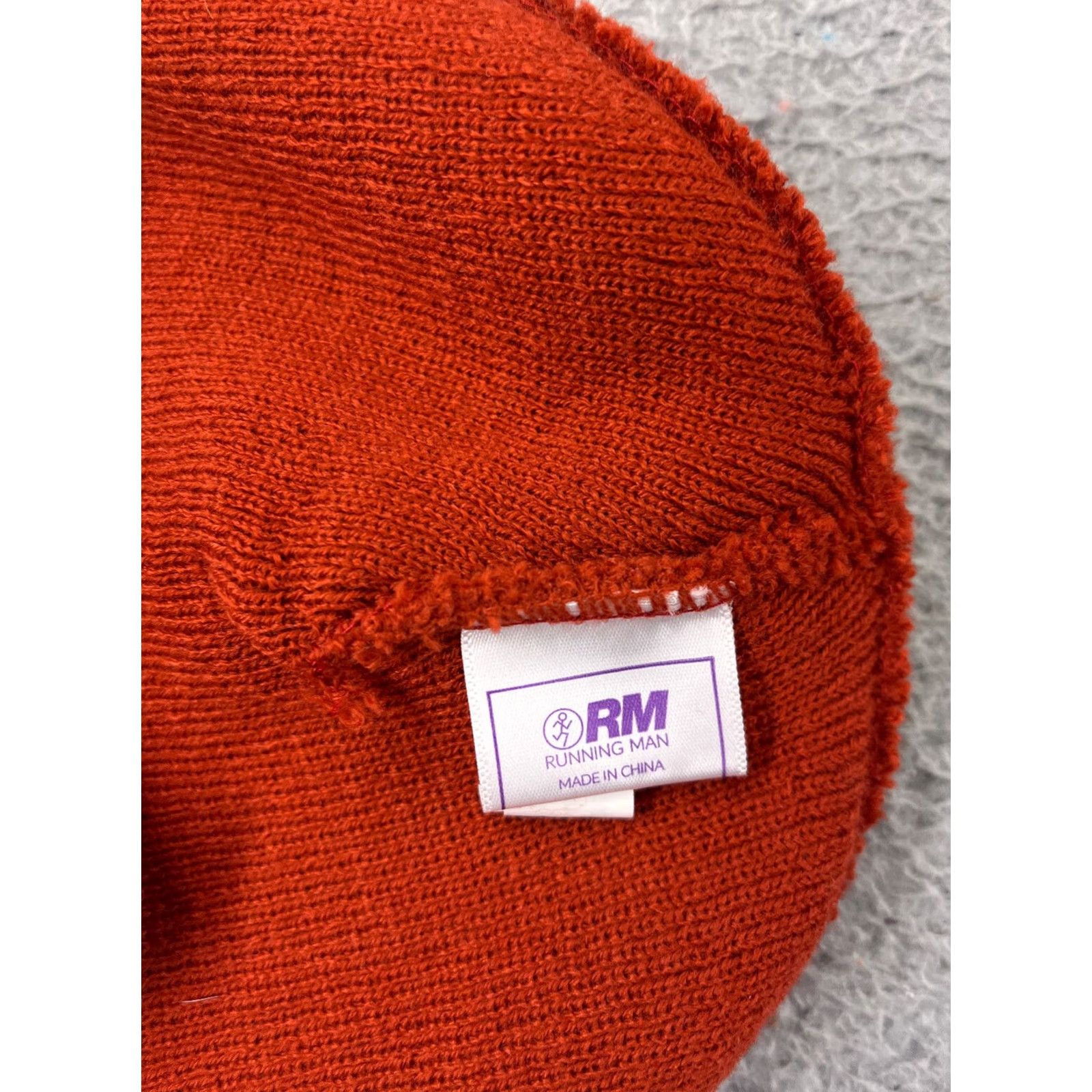 Vintage Running Man Beanie Adult One Size Red Knit Acrylic Hat, Christmas Theme, Fair Isle, 5K-10K Promotion Size ONE SIZE - 6 Thumbnail