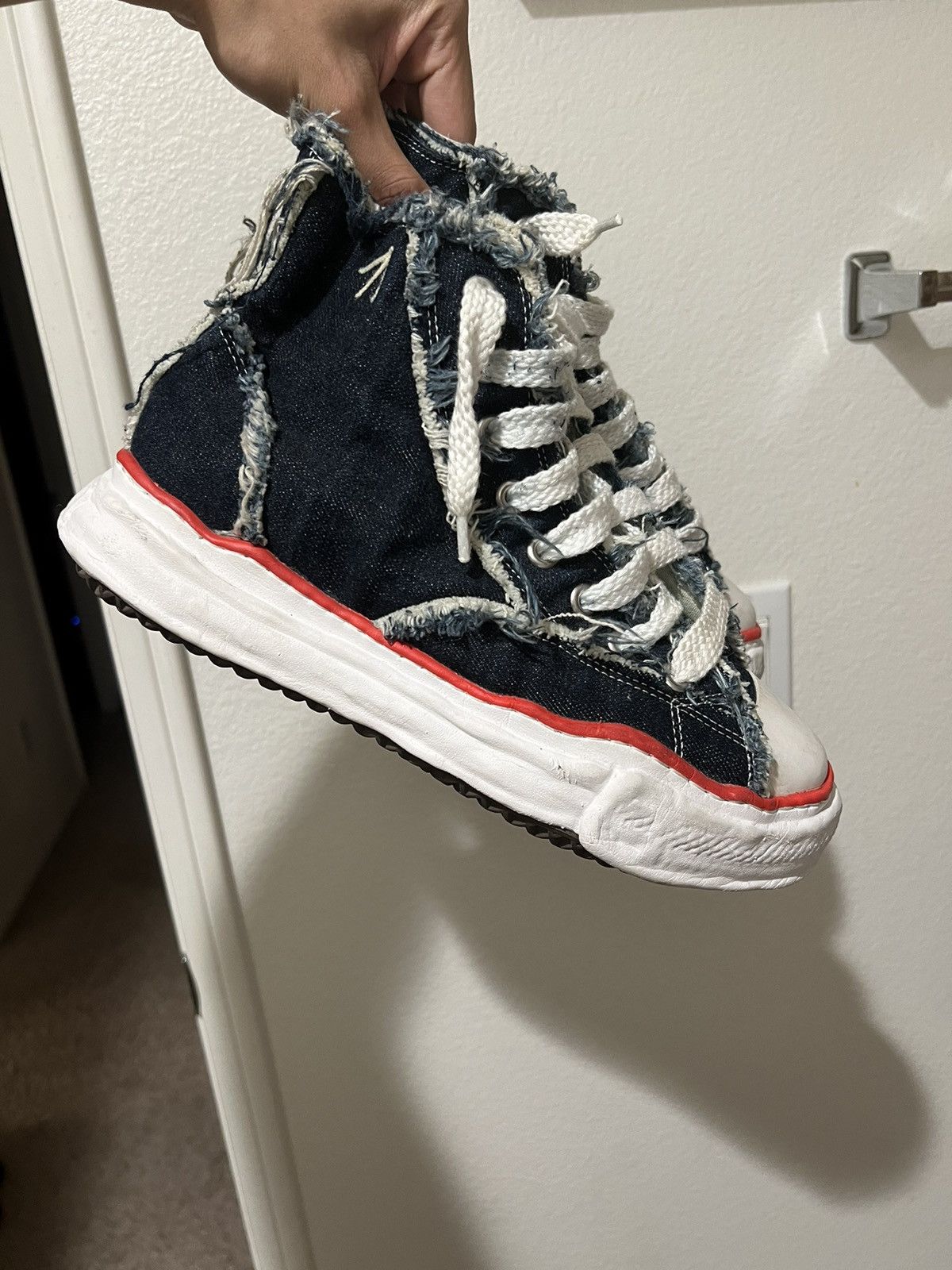 image of Miharayasuhiro x Nigel Cabourn Mihara Hi-Top Sneakers in Blue, Men's (Size 9.5)