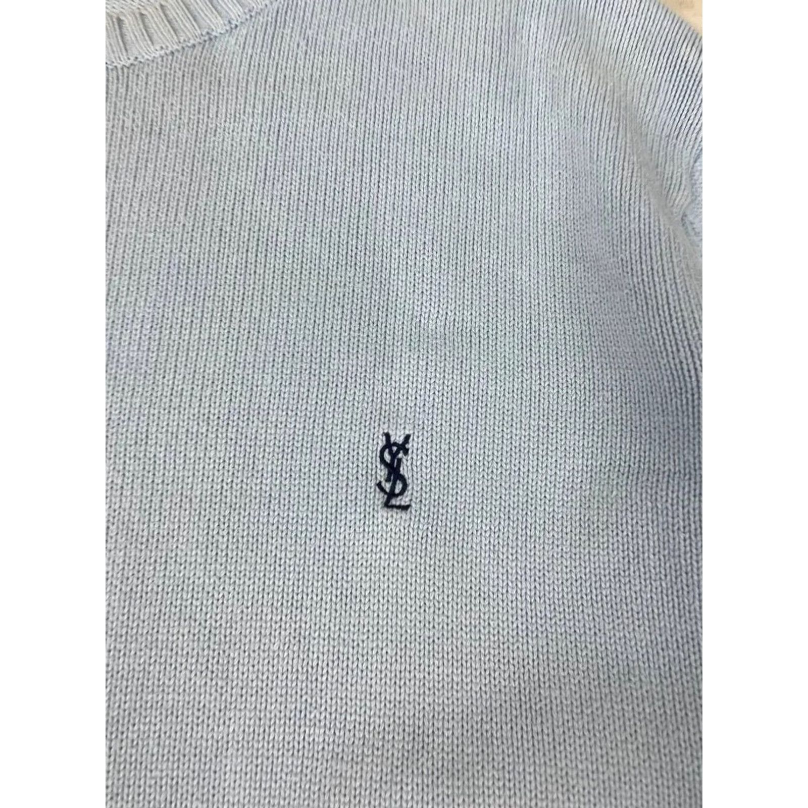 Yves Saint Laurent VINTAGE Saint Laurent Knit Sweater YSL Logo 90s Men Size L Blue Pullover Crew Neck Knit Regular Size US L / EU 52-54 / 3 - 6 Thumbnail