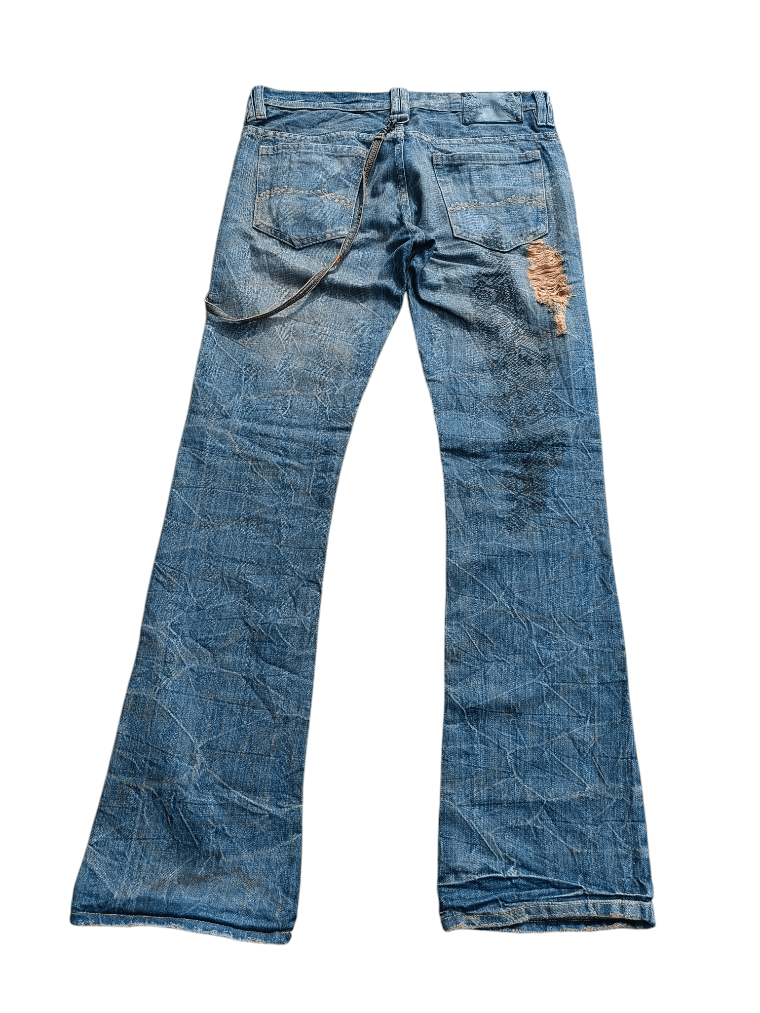 Japanese Brand FLARED Midas Japanese Machiavel Distressed Whiskers Jeans Size US 32 / EU 48 - 12 Thumbnail