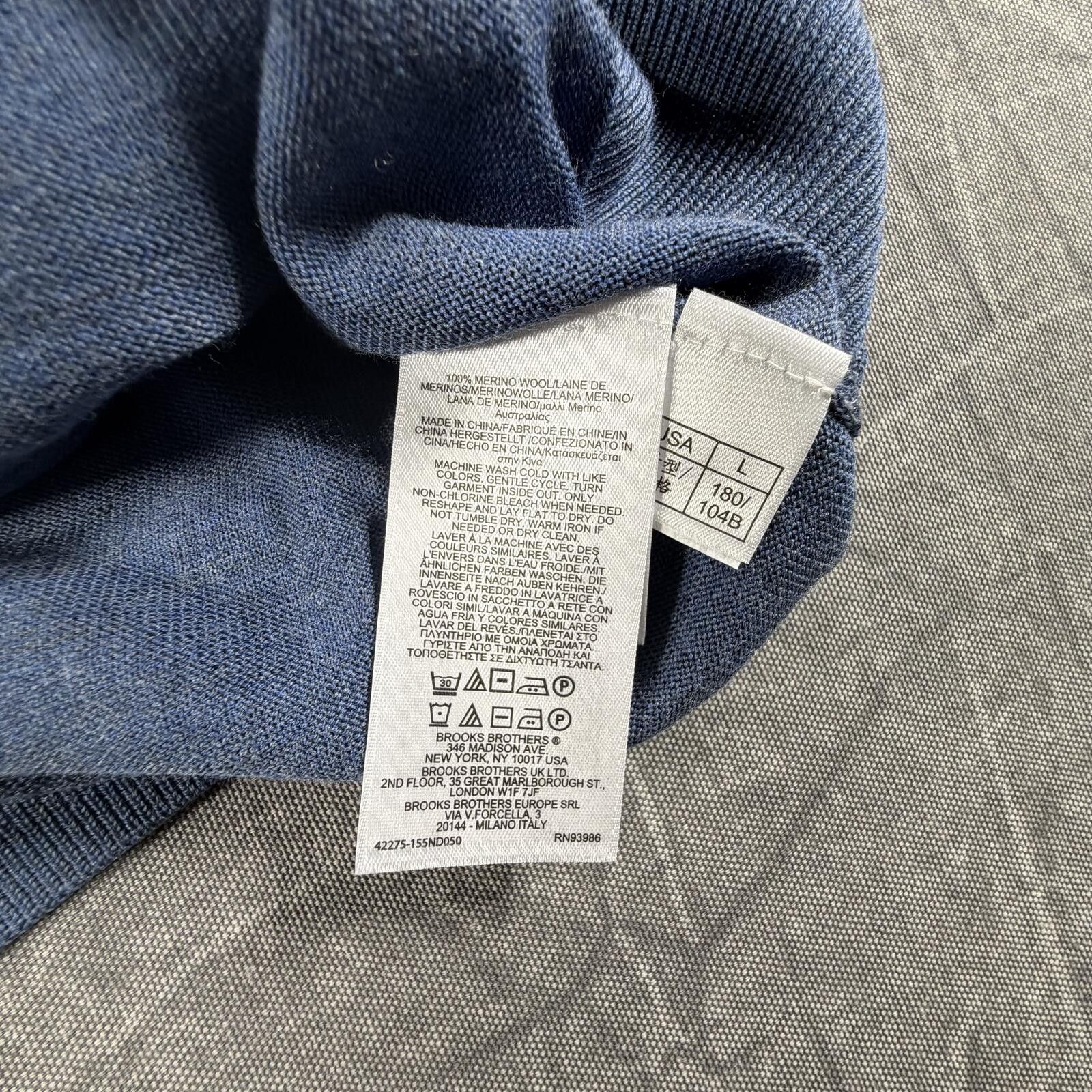 Brooks Brothers Brooks Brothers Sweater Men's L Blue Merino Brookstech Size US L / EU 52-54 / 3 - 4 Thumbnail