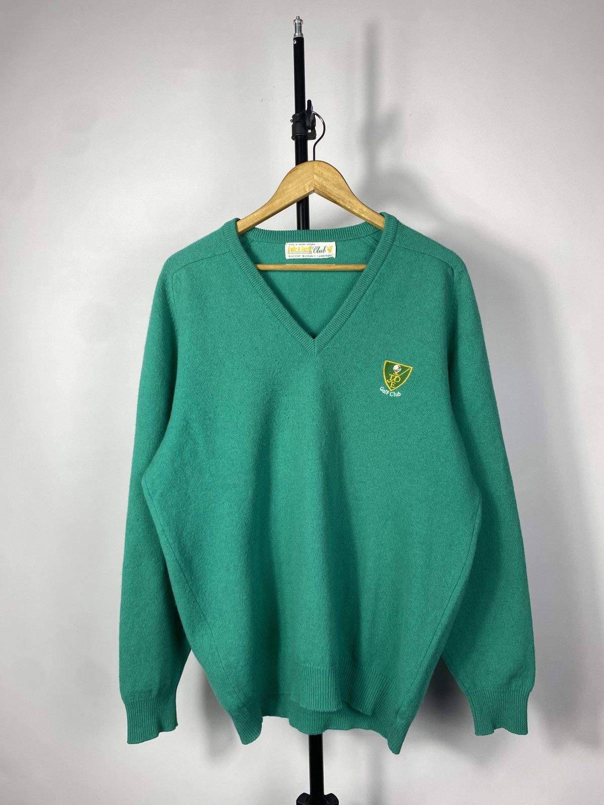 Lyle & Scott × Vintage 90s Vintage LYLE & Scott Golf Print Wool Sweater Size US L / EU 52-54 / 3 - 1 Thumbnail