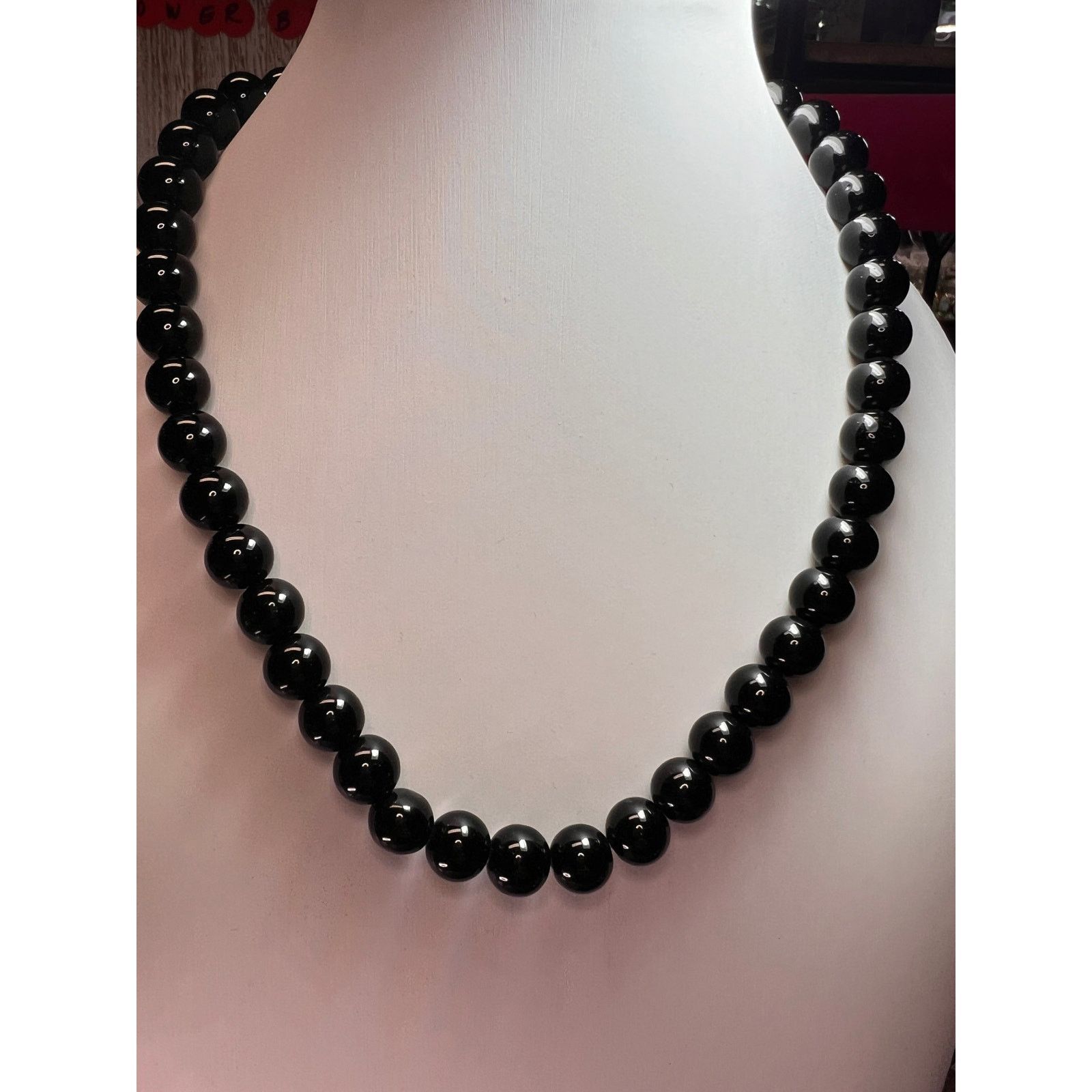 Other 10mm Black Onyx necklace with sterling silver clasp *NEW* Size ONE SIZE - 1 Thumbnail