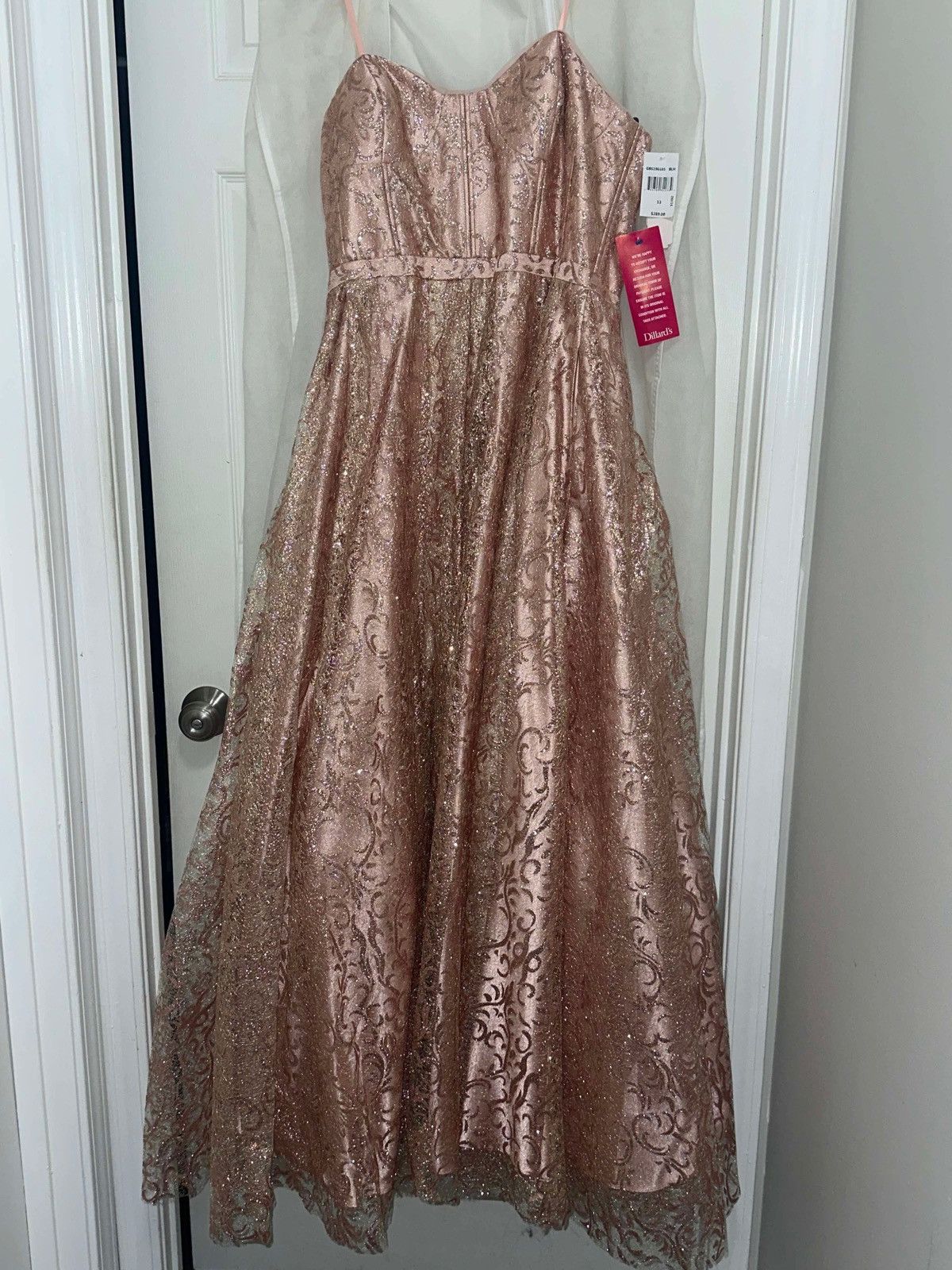 Dillard's Glittery Rose Gold Prom Dress Size XL / US 12-14 / IT 48-50 - 4 Thumbnail