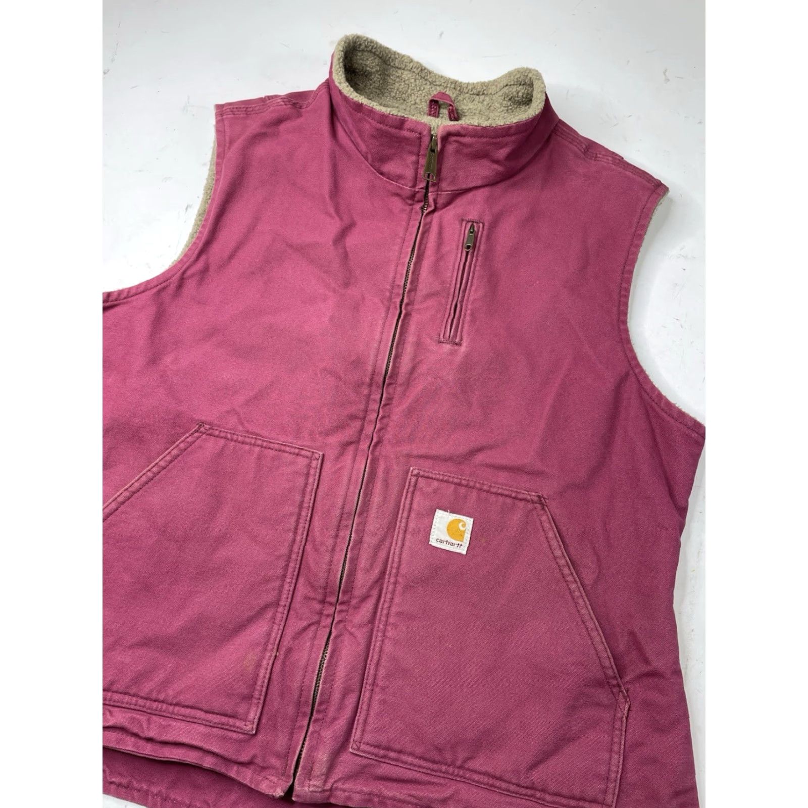 Carhartt VINTAGE Carhartt Vest Women’s XL 16/18 Pink WV001 Sherpa Lined Distressed Rare Y2K Size XL / US 12-14 / IT 48-50 - 2 Thumbnail