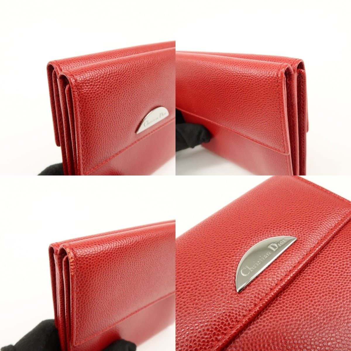 Christian Dior Monsieur Christian Dior Logo Calfskin Bi-Fold Wallet Red Size ONE SIZE - 5 Thumbnail