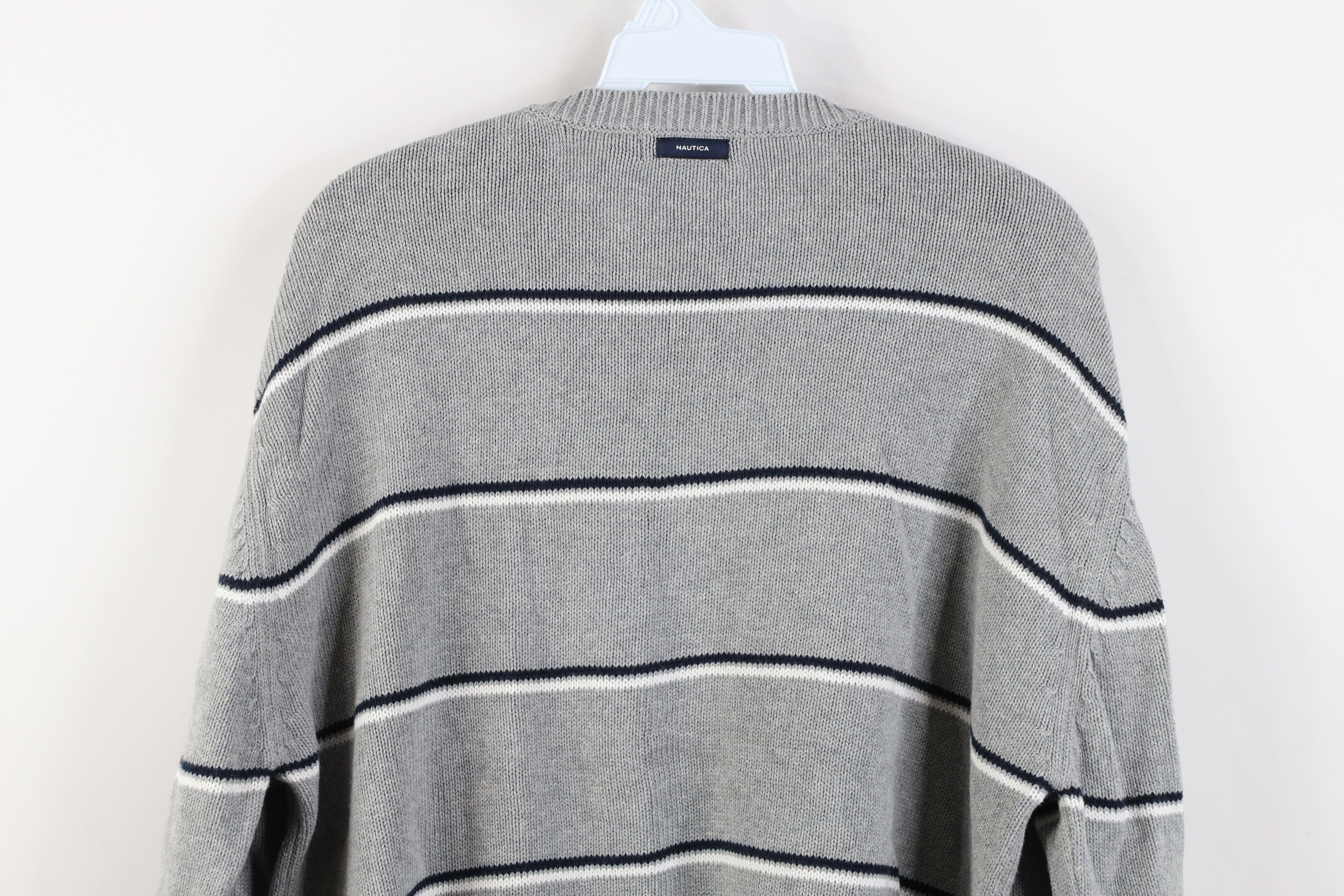 Nautica Vintage Nautica Cotton Ribbed Knit Crewneck Sweater Gray Size US L / EU 52-54 / 3 - 10 Thumbnail