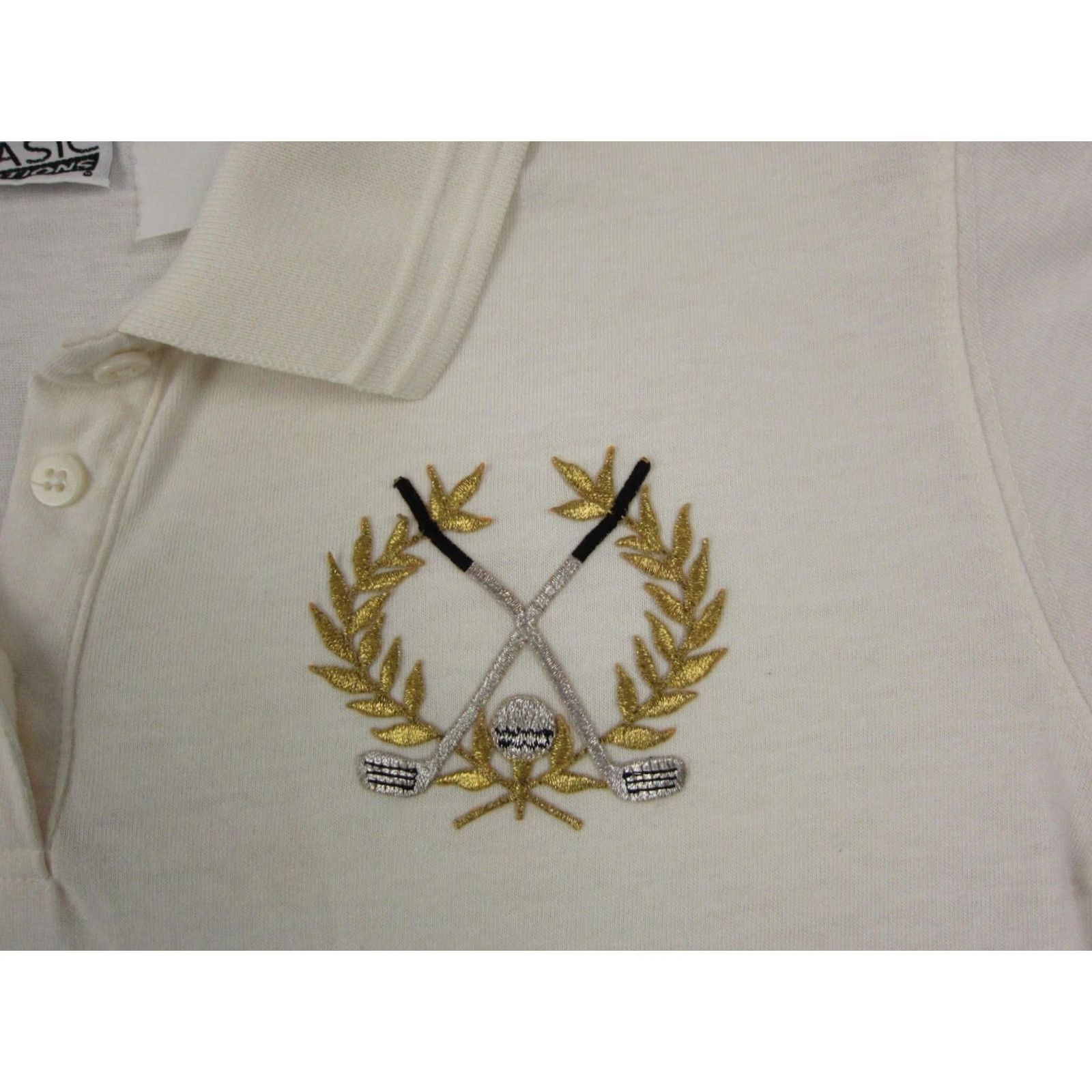 Basic Editions VINTAGE Basic Editions Polo Shirt Womens L Beige Golf Crest 80s 90s Casual Slim Short Sleeve Collared Polo Womens Size L / US 10 / IT 46 - 3 Thumbnail