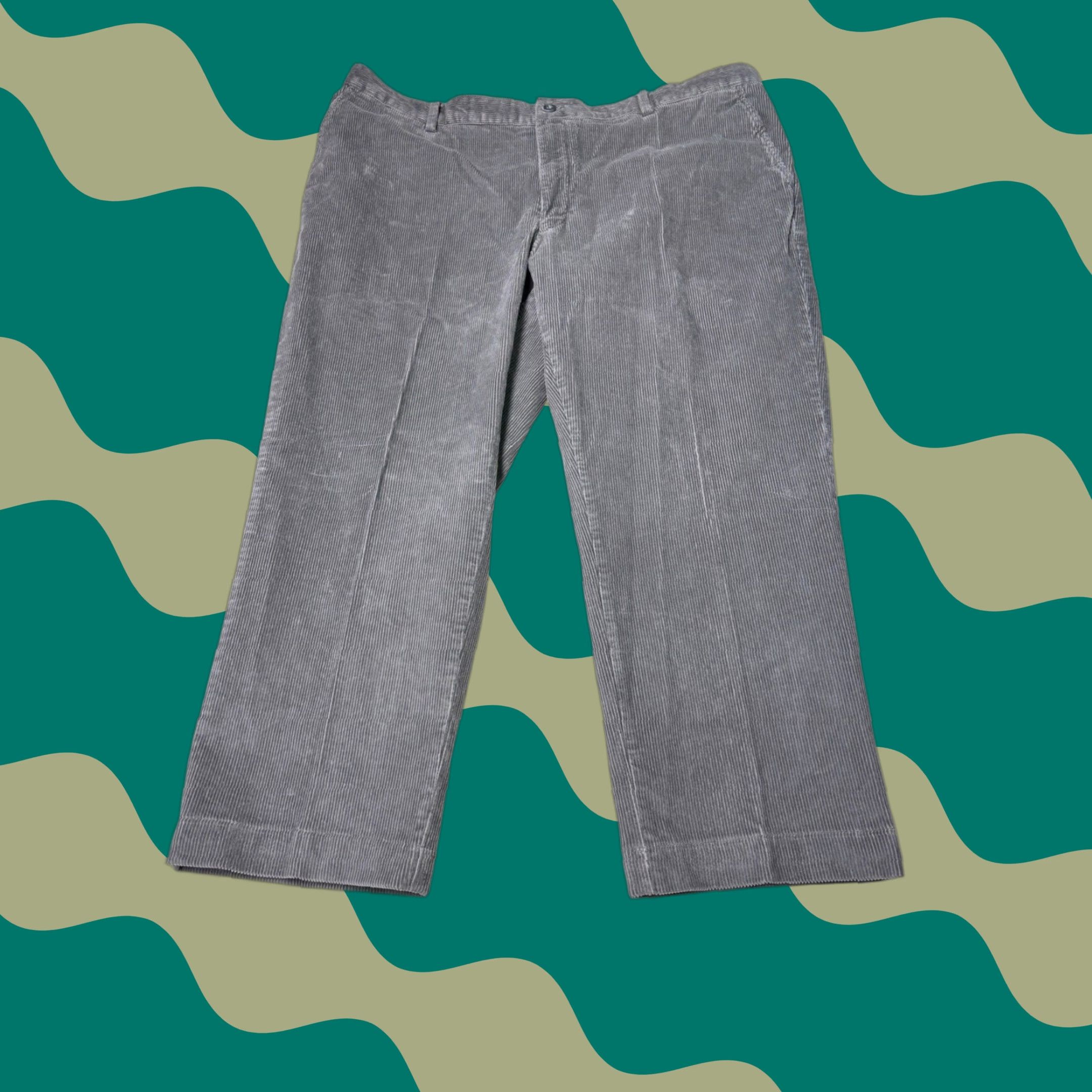 Vintage L.L. Bean Mens Gray Corduroy Pants Classic Khakis 44x28 Cotton Stretch 5-Pocket Workwear Casual Mens Size US 44 / EU 60 - 1 Thumbnail