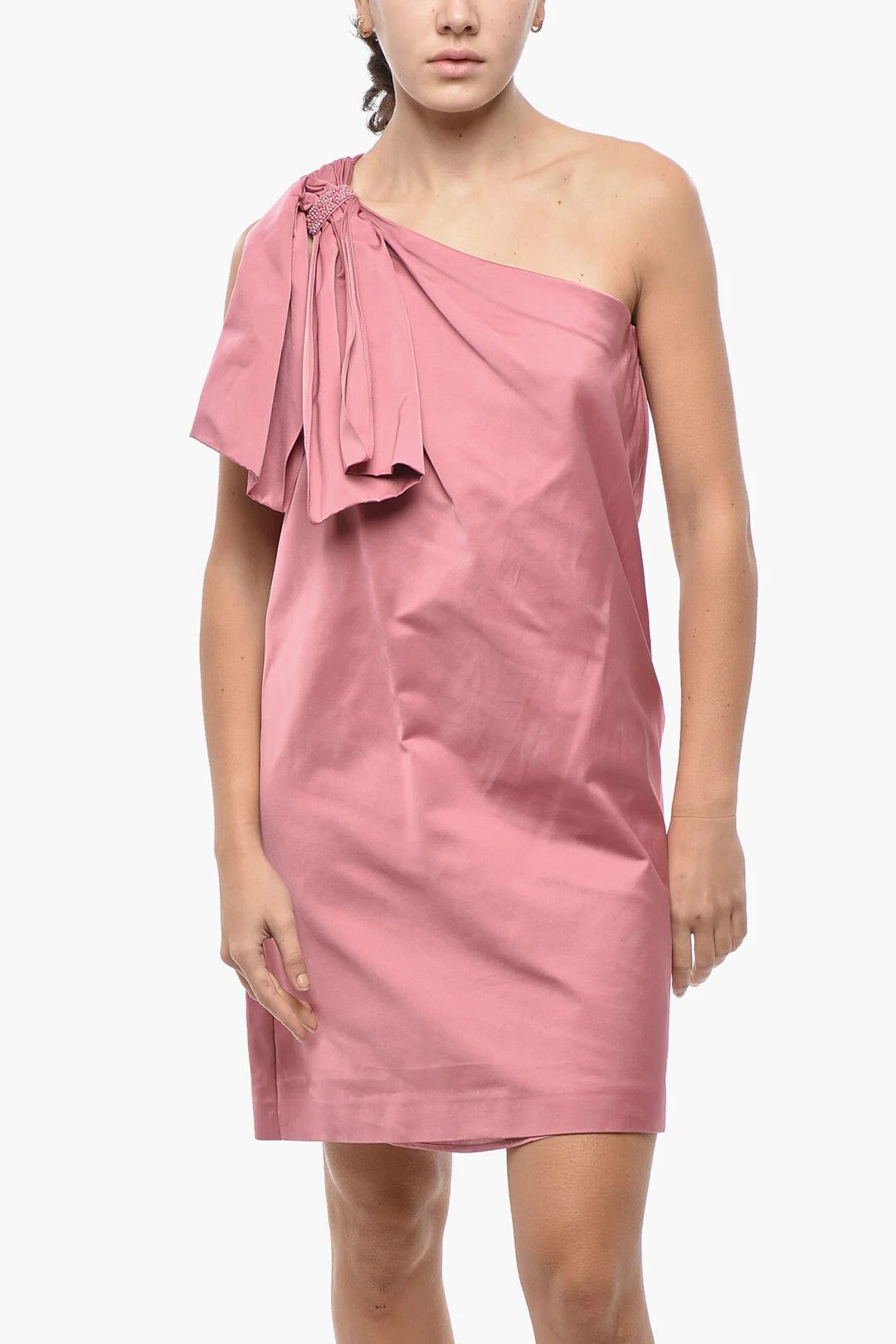 Max Mara og1mm0426 One-Shoulder Dress in Pink Size M / US 6-8 / IT 42-44 - 4 Thumbnail