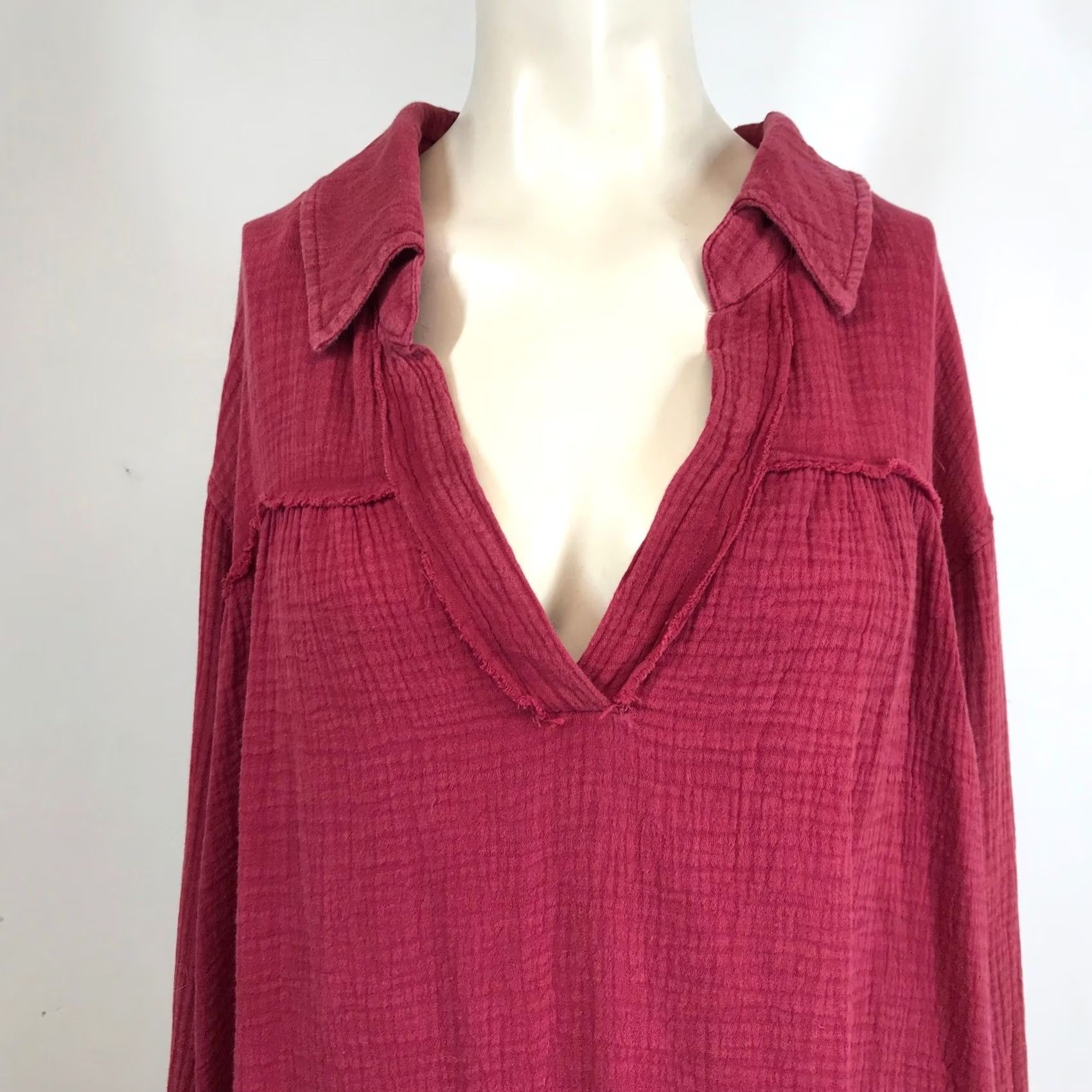 Vintage VINTAGE ANDRÉE BY UNIT Gauze V-Neck Collared Oversized Tunic Shirt 3X Size XXL / US 16-18 / IT 52-54 - 2 Thumbnail