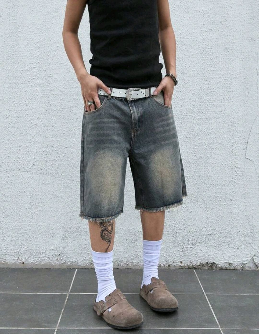 Japanese Brand × Jean Distressed Faded Frayed Streetwear Y2K Jorts Size US 33 - 3 Thumbnail