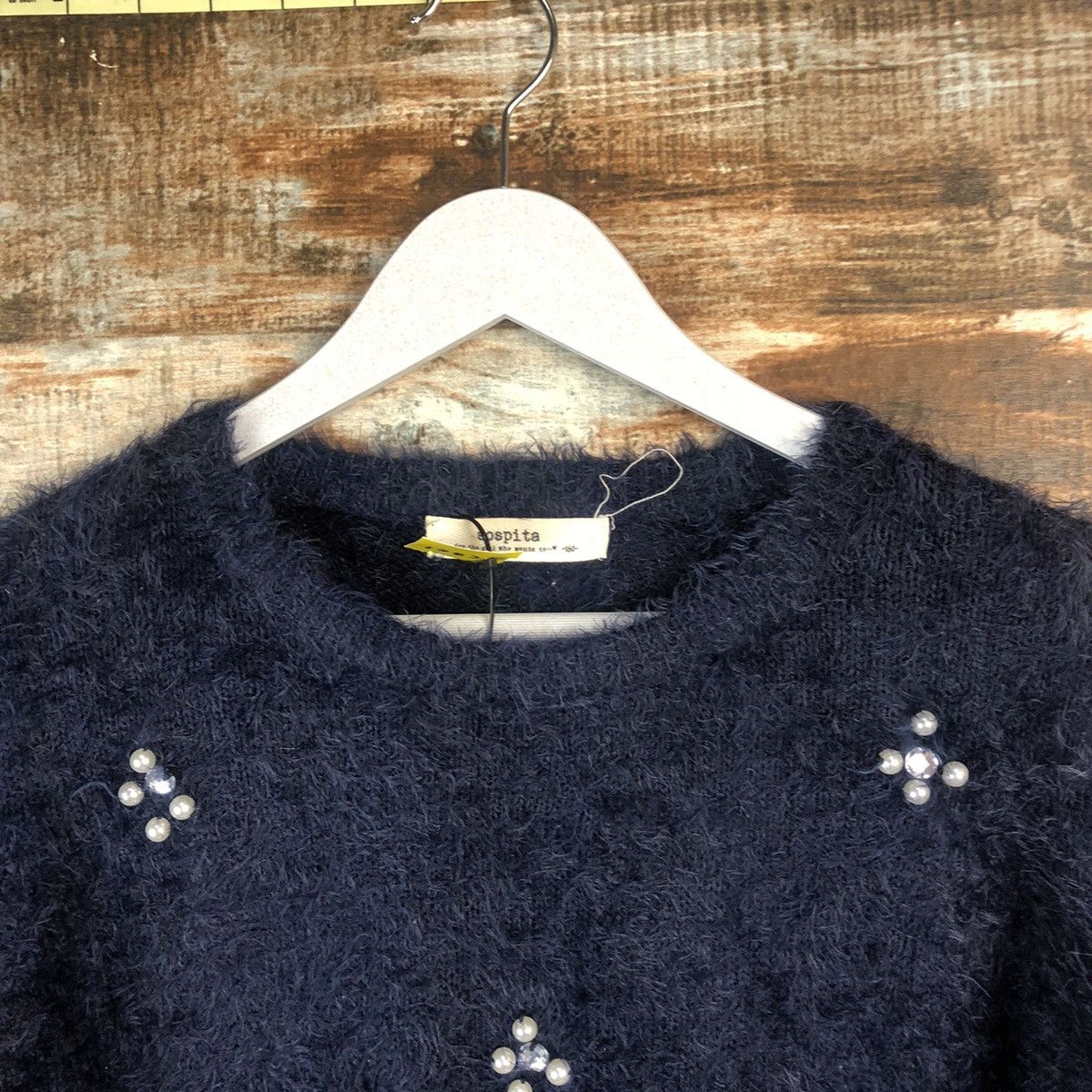 Japanese Brand DL Sos Pita Dark Blue Mohair Knitwear #C361 Size S / US 4 / IT 40 - 4 Thumbnail