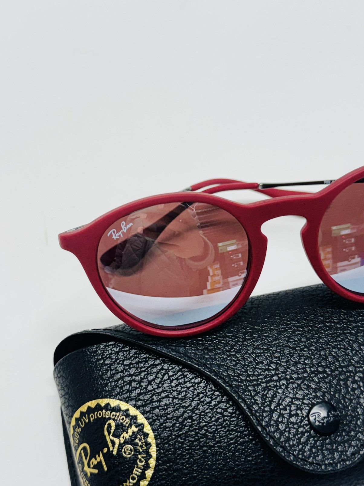 RayBan Ray-Ban Bordeaux Gunmetal Pink/Silver Lenses Sunglasses Size ONE SIZE - 3 Thumbnail