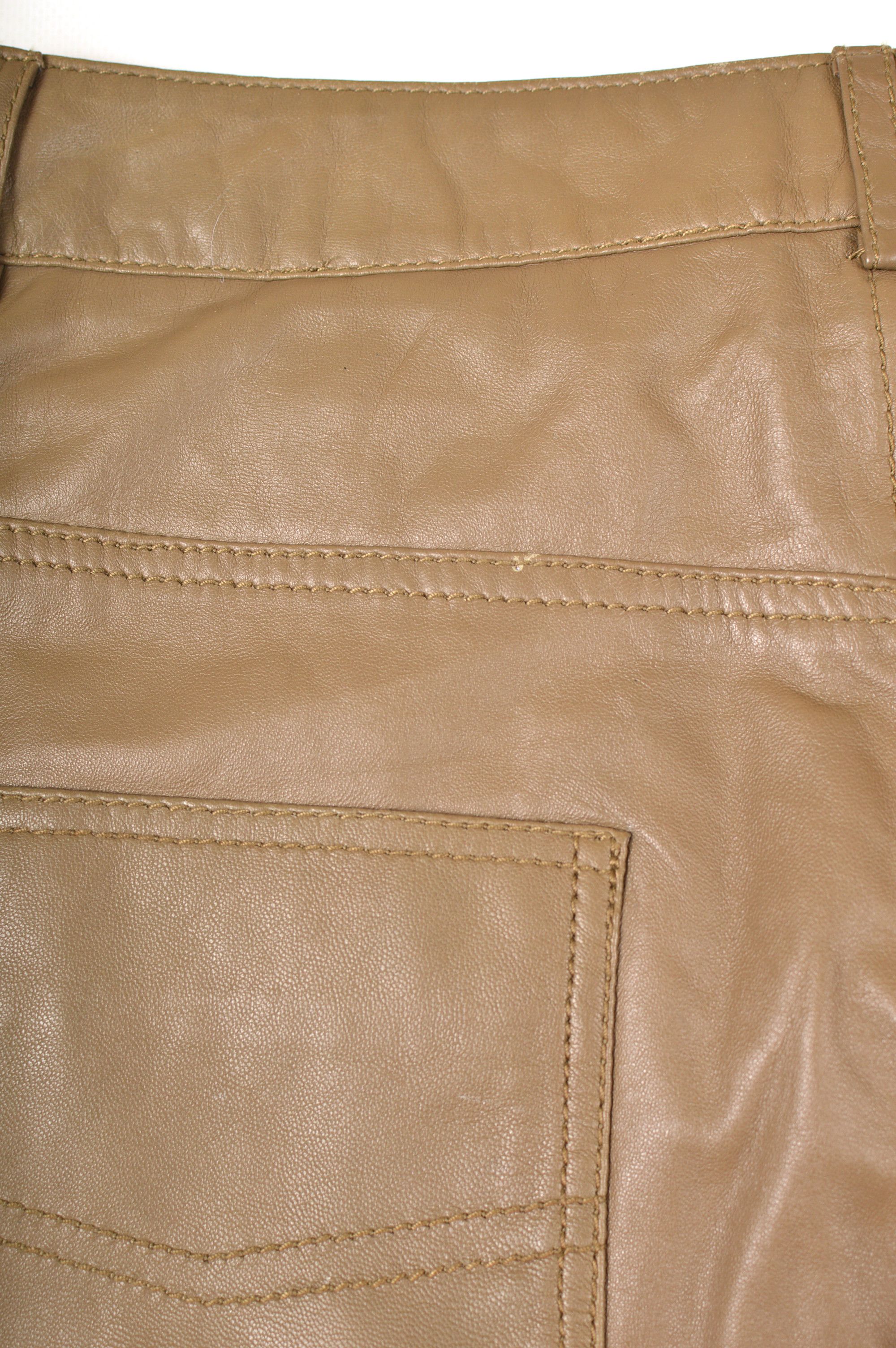 Designer × Leather Malvin Hamburg Germany Womens Olive Leather Pants Size 27" / US 4 / IT 40 - 8 Thumbnail