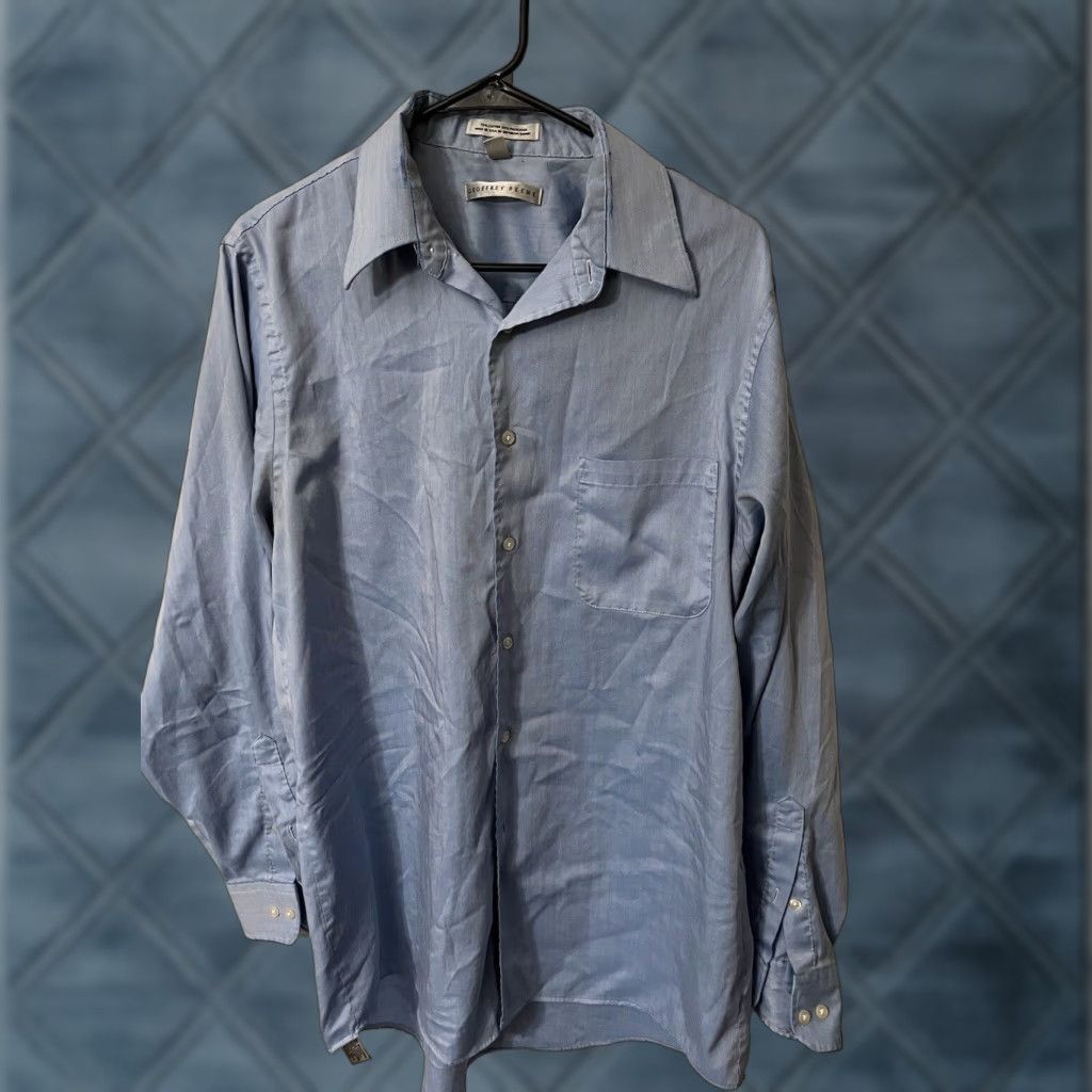 Geoffrey Beene Geoffrey Beene Shirt Mens Large Cotton Blend Button Down Blue Size 42R - 1 Thumbnail