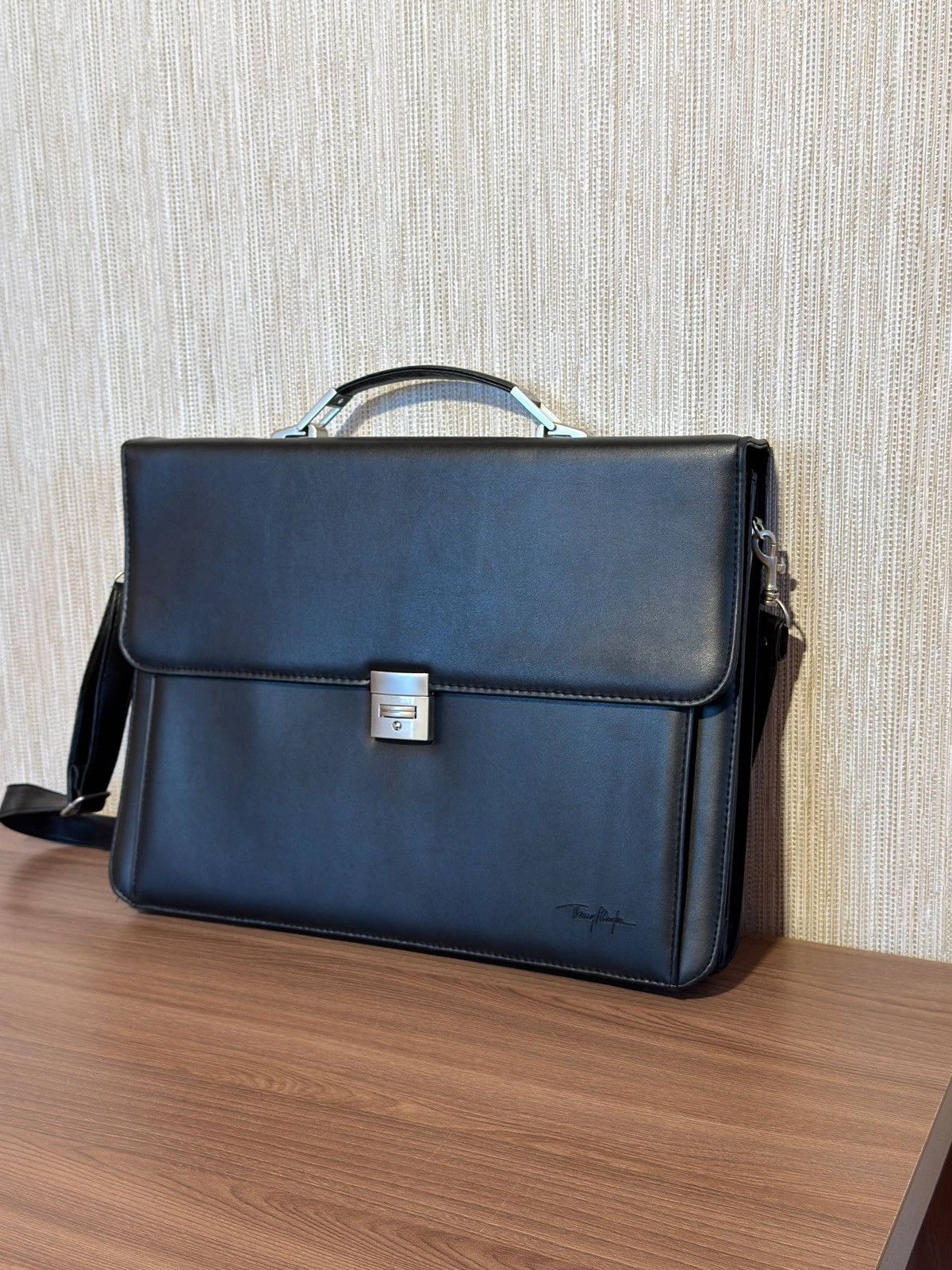 Vintage Thierry Mugler Leather Briefcase Messenger Bag.